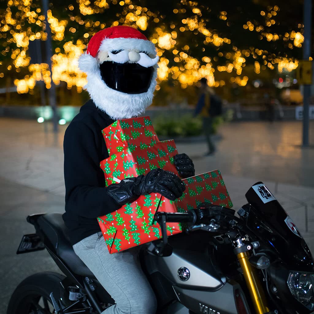 Moto Loot Helmet Cover For Motorcycle Helmet, Fun Rides And Gifts (Cover Only. Helmet Not Included) - Santa