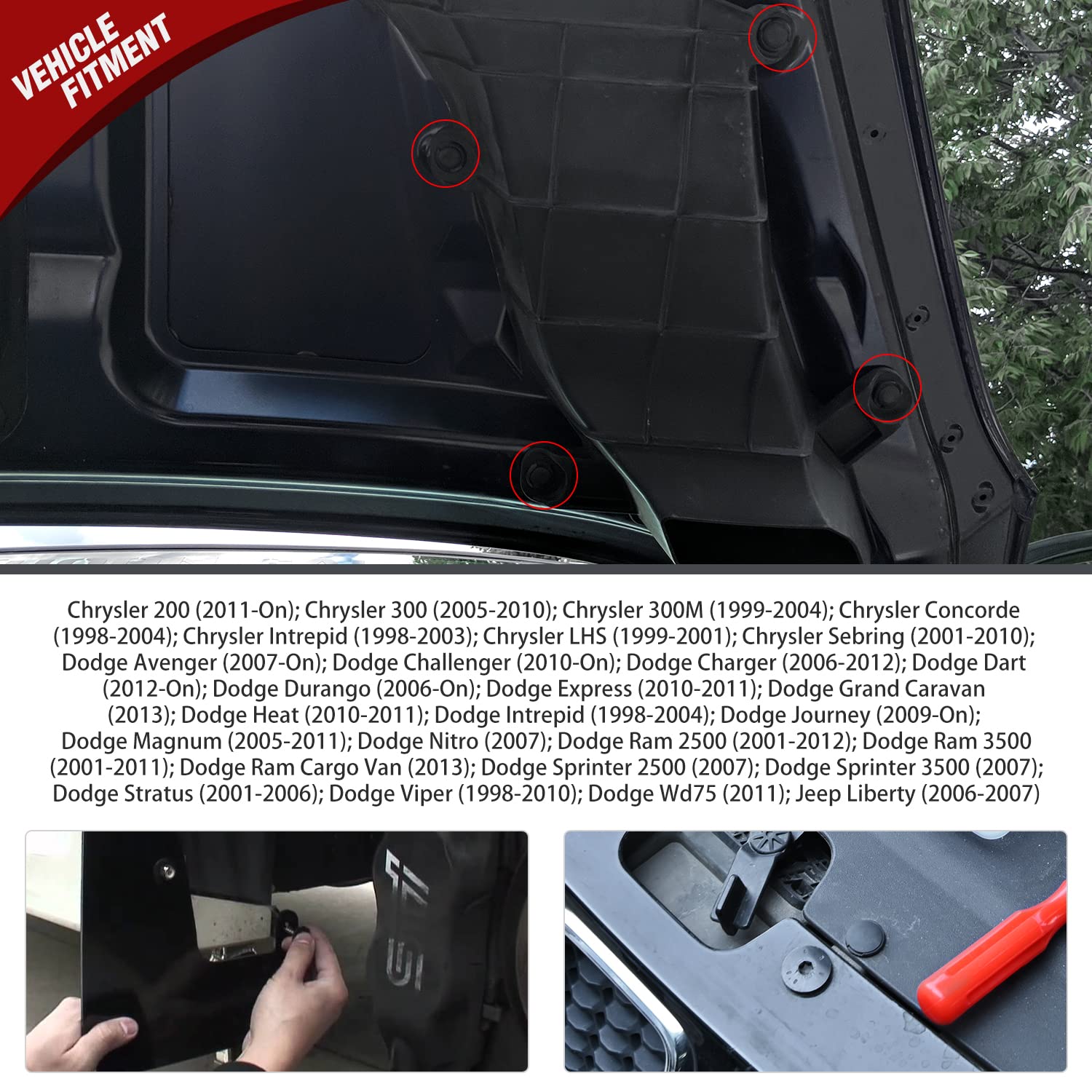 Nilight 100Pcs Push-Type Fender Liner Retainer Clips Replacement For Chrysler 6504521, 04575412Af Jeep Liberty Grand Caravan Dod