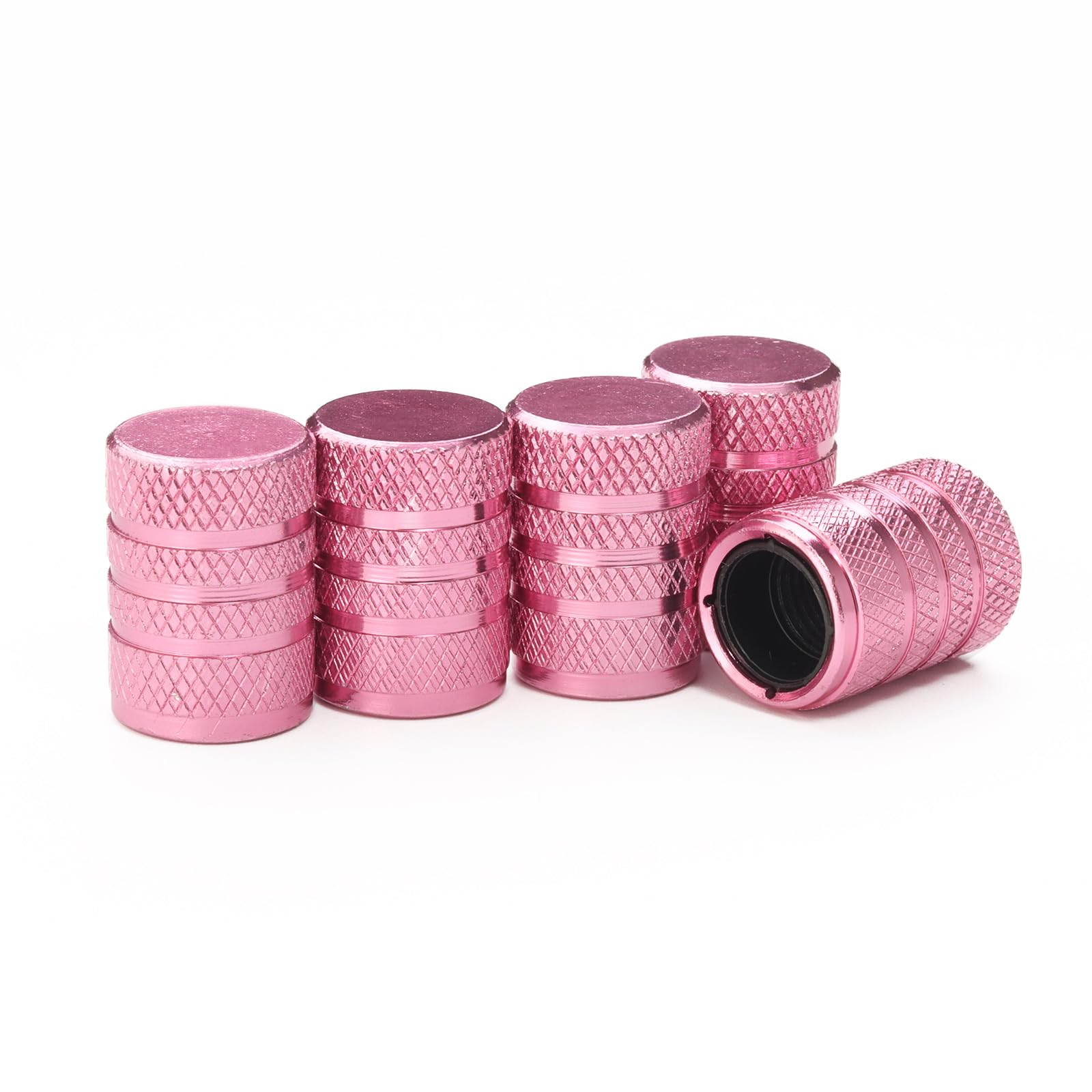 Tire Valve Stem Caps 5 pcs,Pink Aluminum Alloy,Anodized Aluminum Tire Valve Cap Universal Fit for Cars/Motorcycles/Bikes, Anti-C