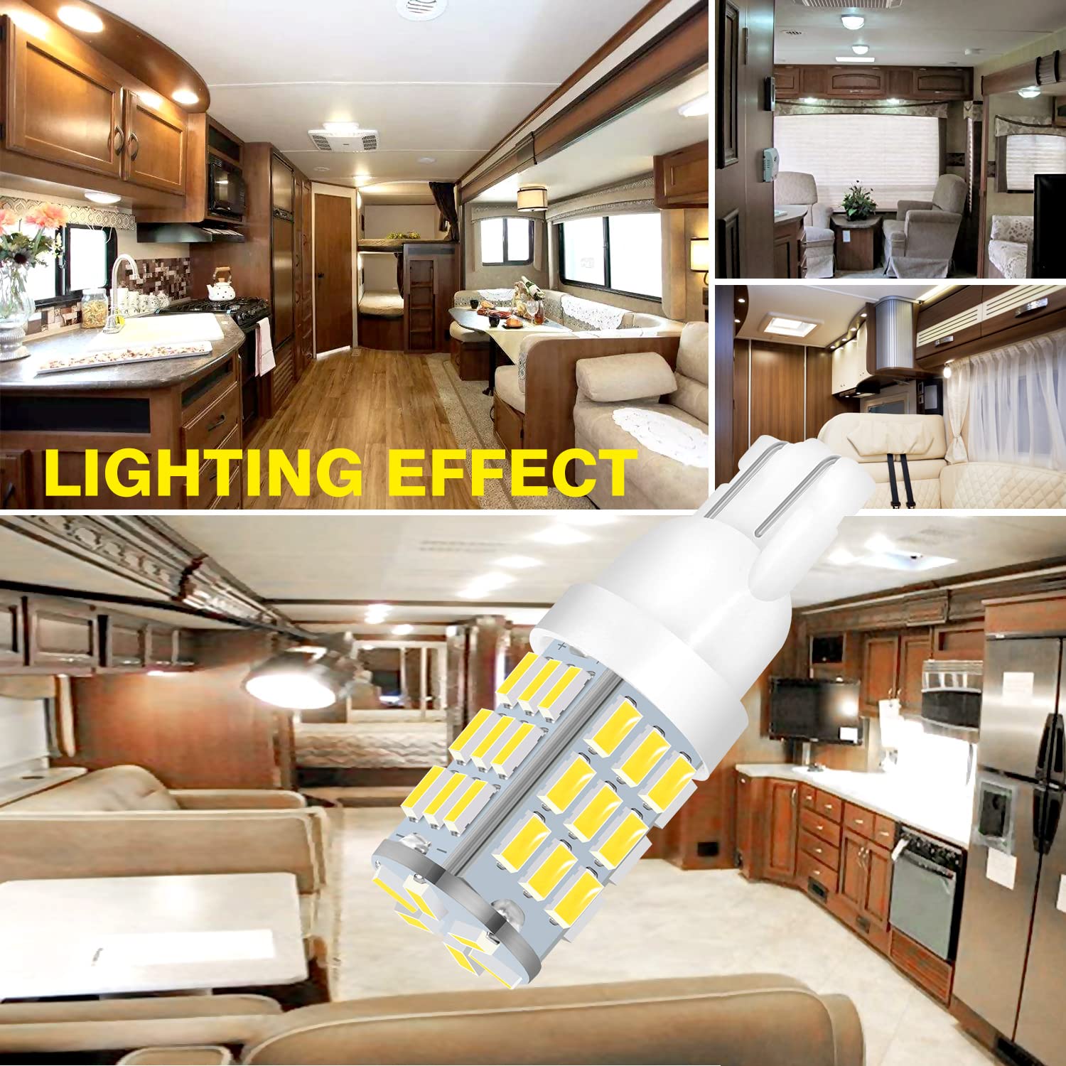 Acohuike T10 921 194 168 Led Bulbs Natural White 20-Packs, Super Bright 3014 42-Smd Replacement 12 Volt Rv Camper Trailer Boat Trunk Interior Dome Map License Lights, Backup Reverse Lights