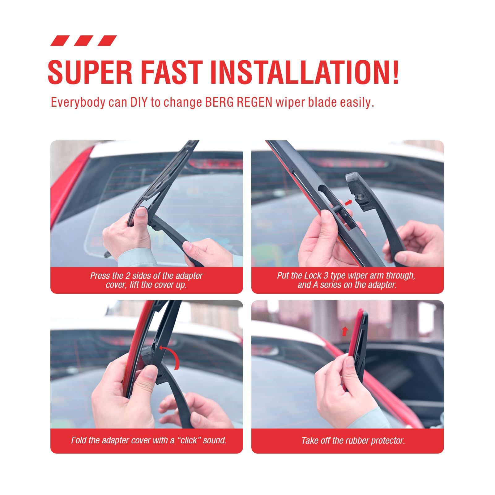 Berg Regen Rear Wiper Blades 16 Inch (16-B), Replacement For Odyssey 2022-2005, Insight 11-10, Passport 22-19, Forester 05-04, I