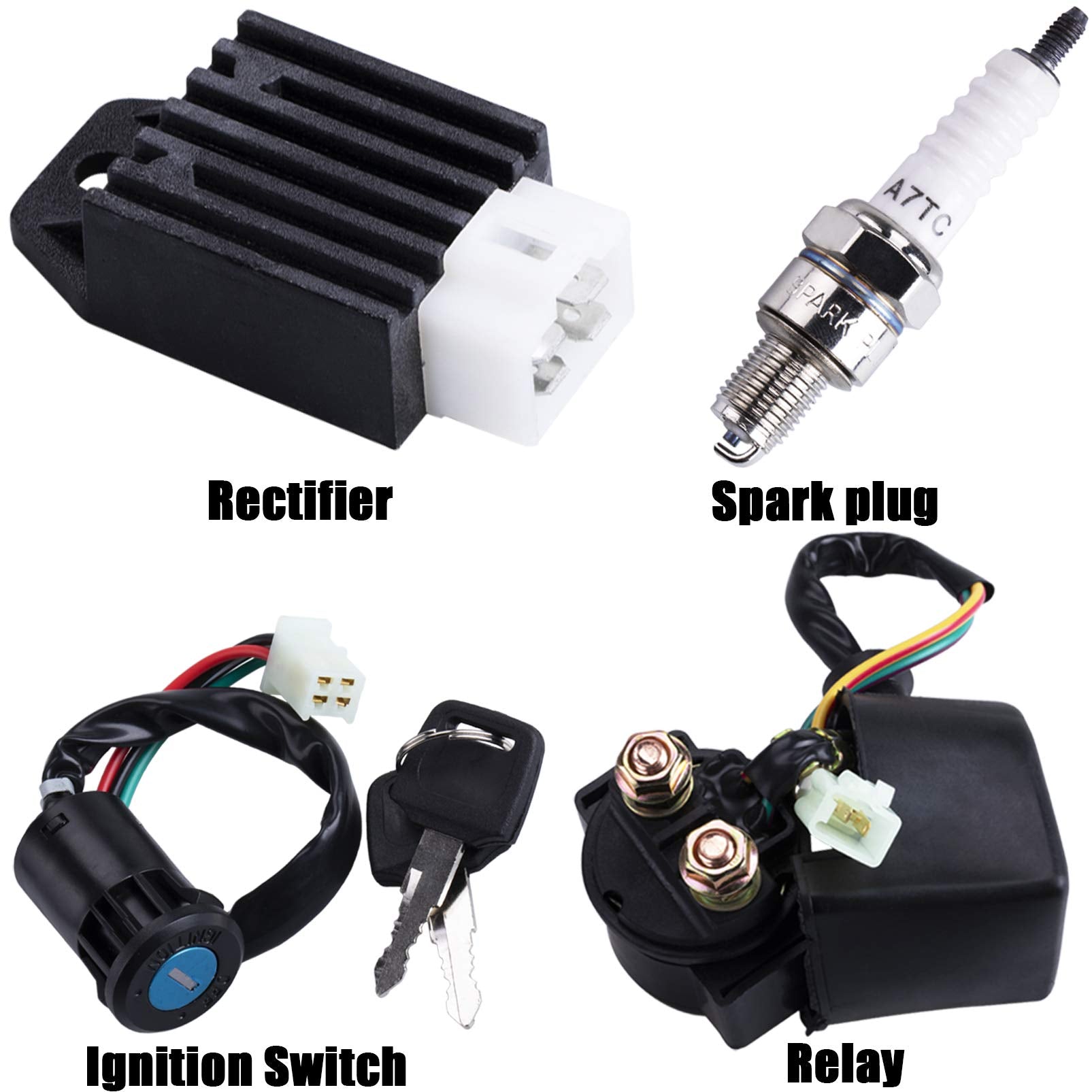 OTOHANS AUTOMOTIVE Full Wiring Harness for 4 Stroke ATV 50cc-125cc, Medium, Black, Copper, Model XHKG-GYB26