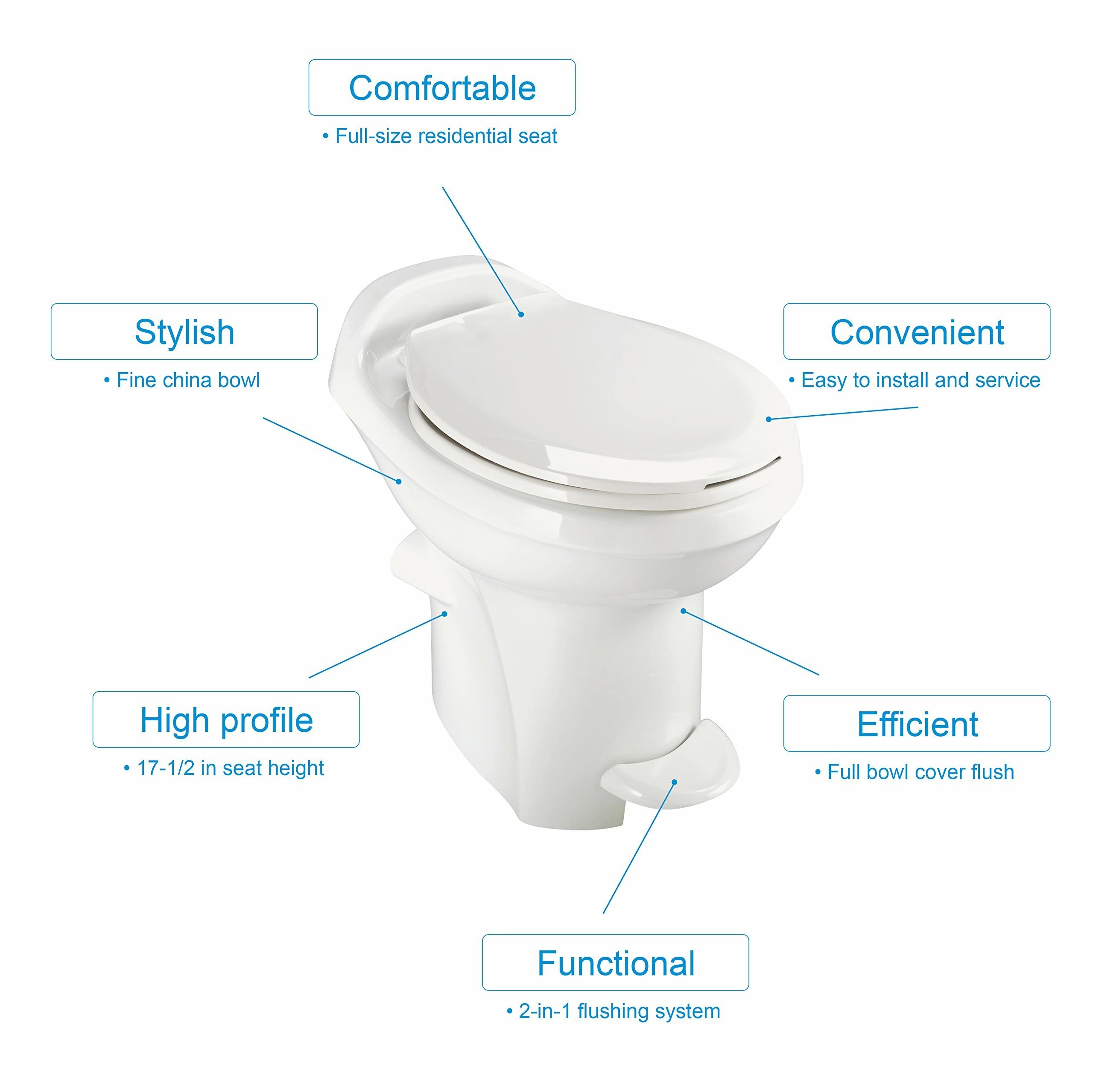 Thetford Aqua Magic Style Plus Toilet - Model 34429, High Profile, White