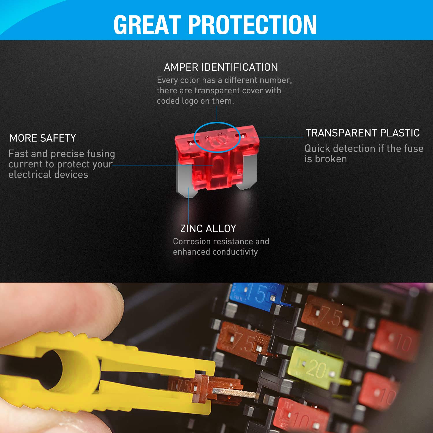 Nilight - 50019R 272Pcs Standard & Mini & Low Profile Mini Blade Fuse Assortment, 2A 5A 10A 15A 20A 25A 30A 35A Replacement Fuse