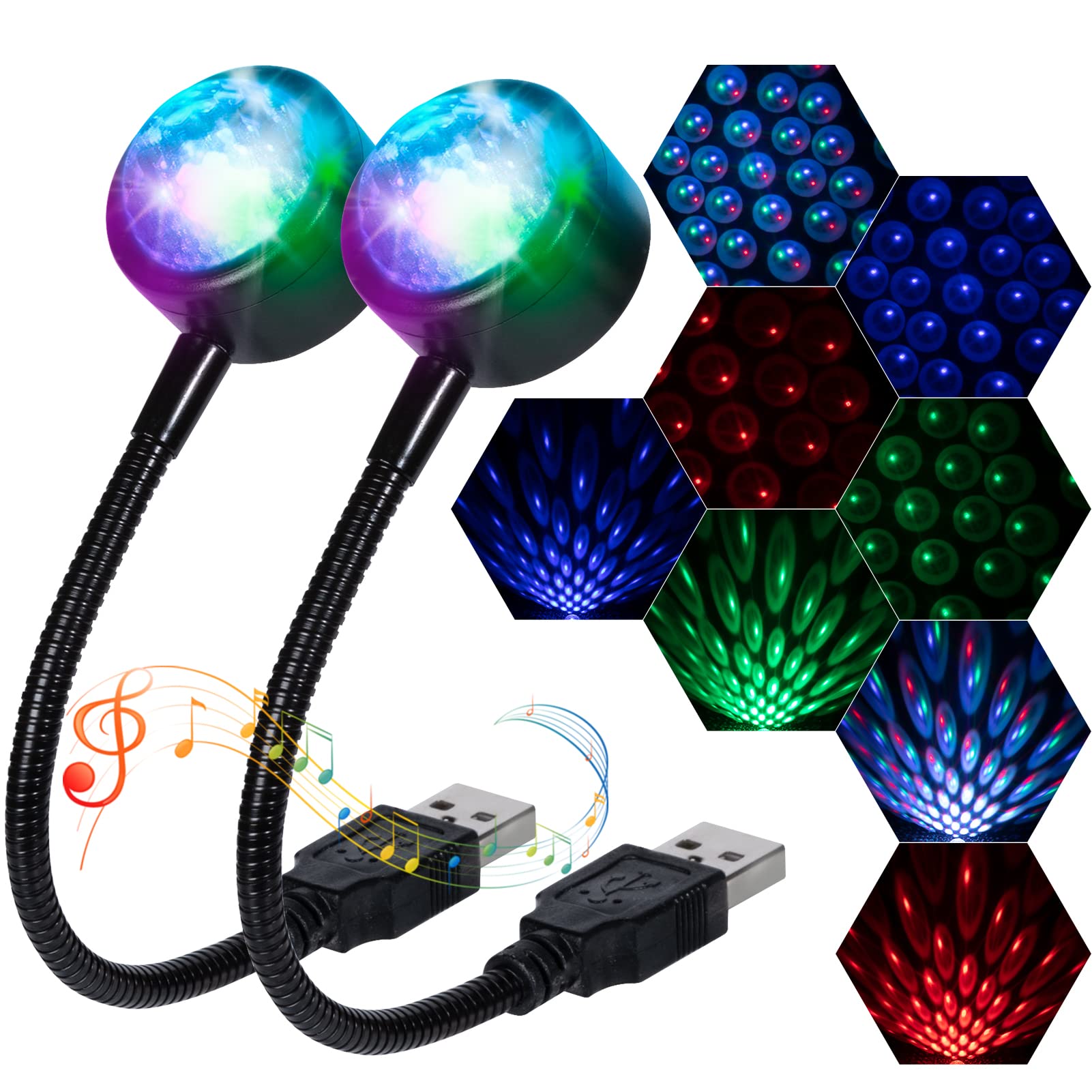 LuxLumin Car Roof Lights, USB Star Projector Night Light, Adjustable Interior Car Lights, Portable LED Lights 4 Colors& 9 Functi