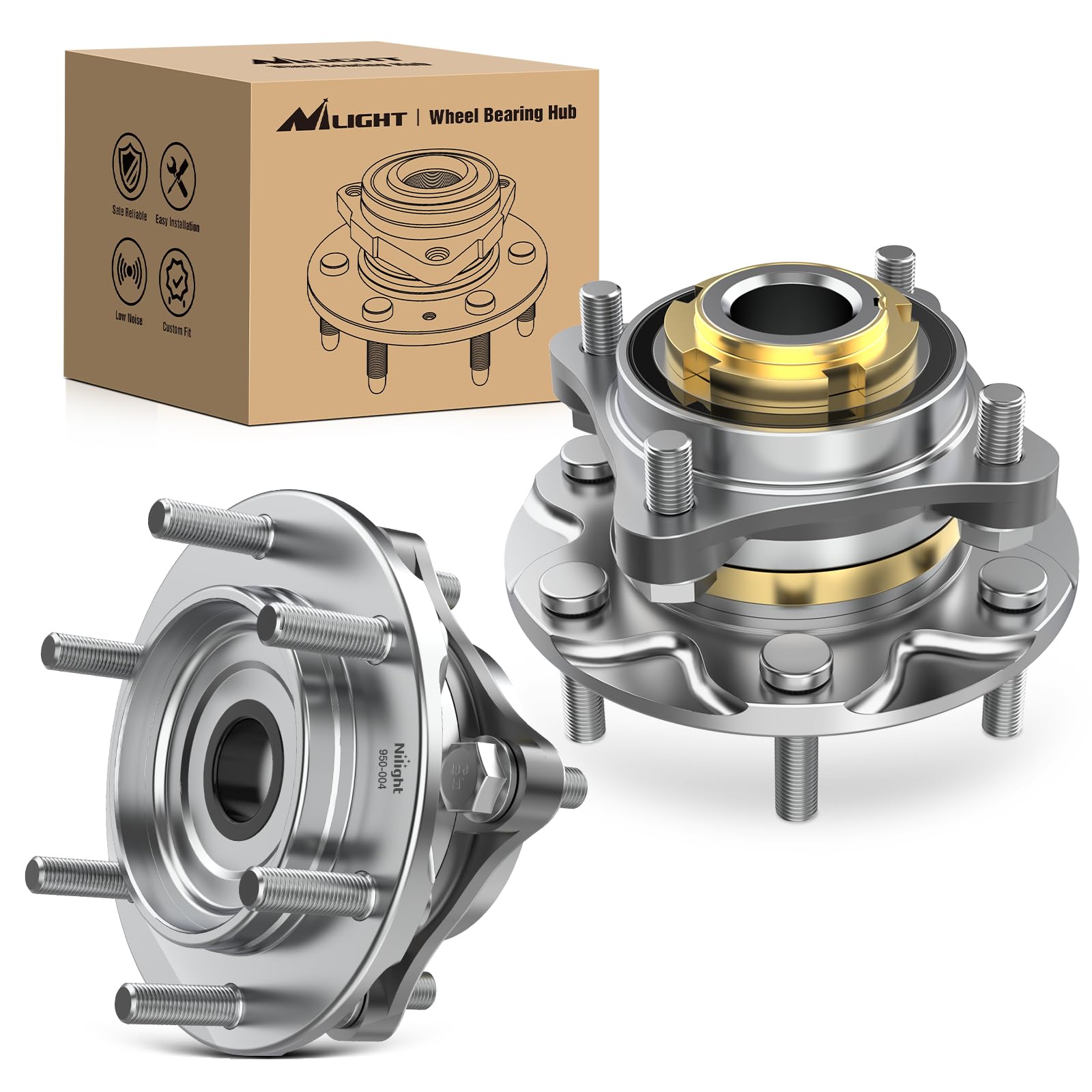 Nilight Front Wheel Bearing and Hubs Assembly for Toyota Tacoma 2005-2016 2017 2018 2019, 4Runner 2003-2016, FJ Cruiser 2007-200