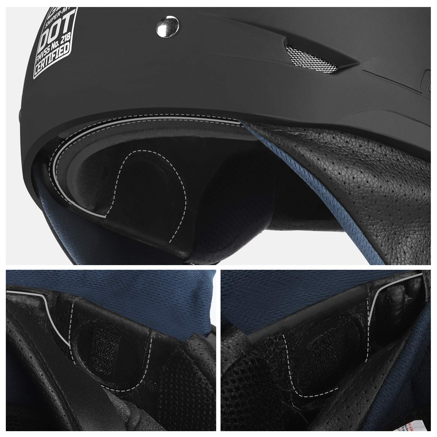 GLX M14 Open Face Motorcycle Helmet - Matte Black, Medium - DOT Approved