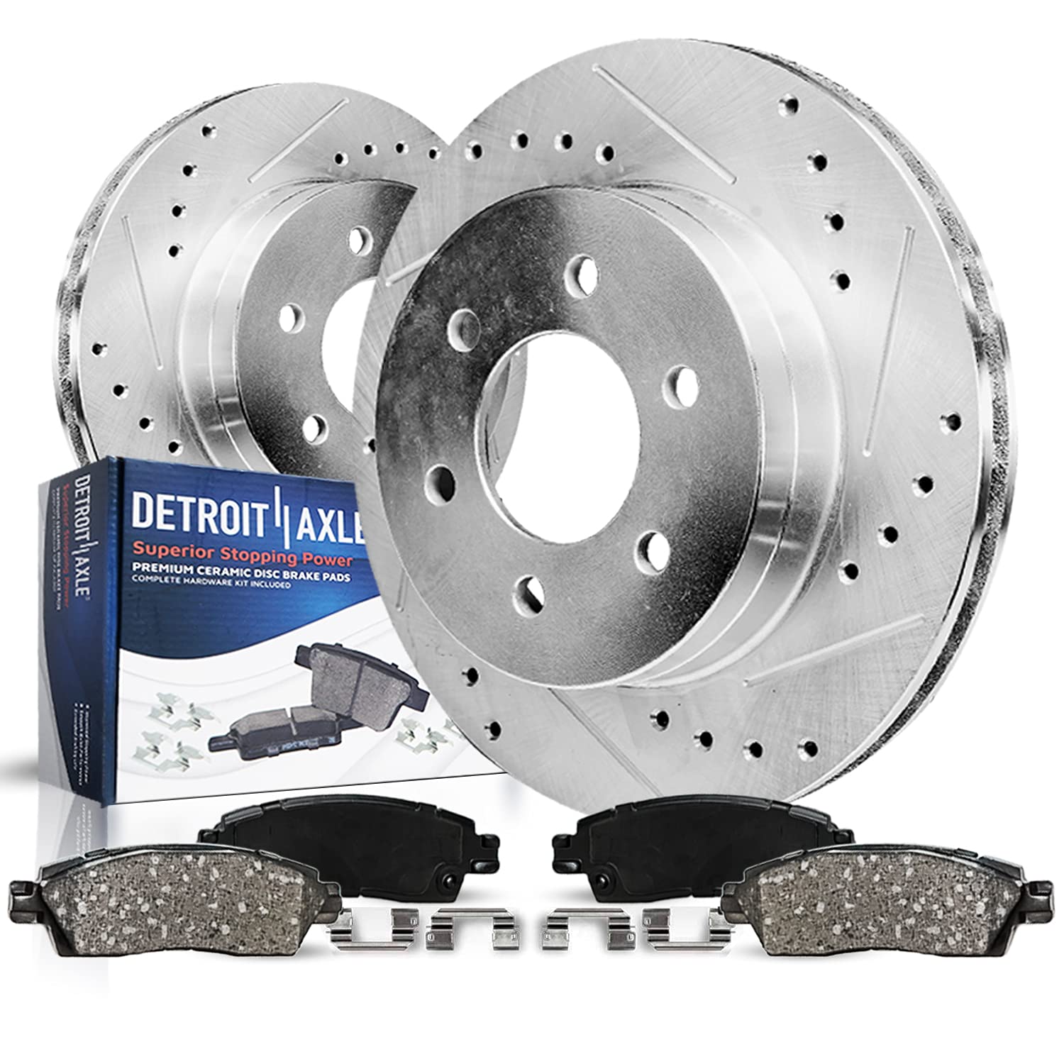 Detroit Axle - Rear Brake Kit for Escalade ESV EXT Silverado Suburban Avalanche Sierra Yukon XL 1500 Tahoe Replacement Drilled &
