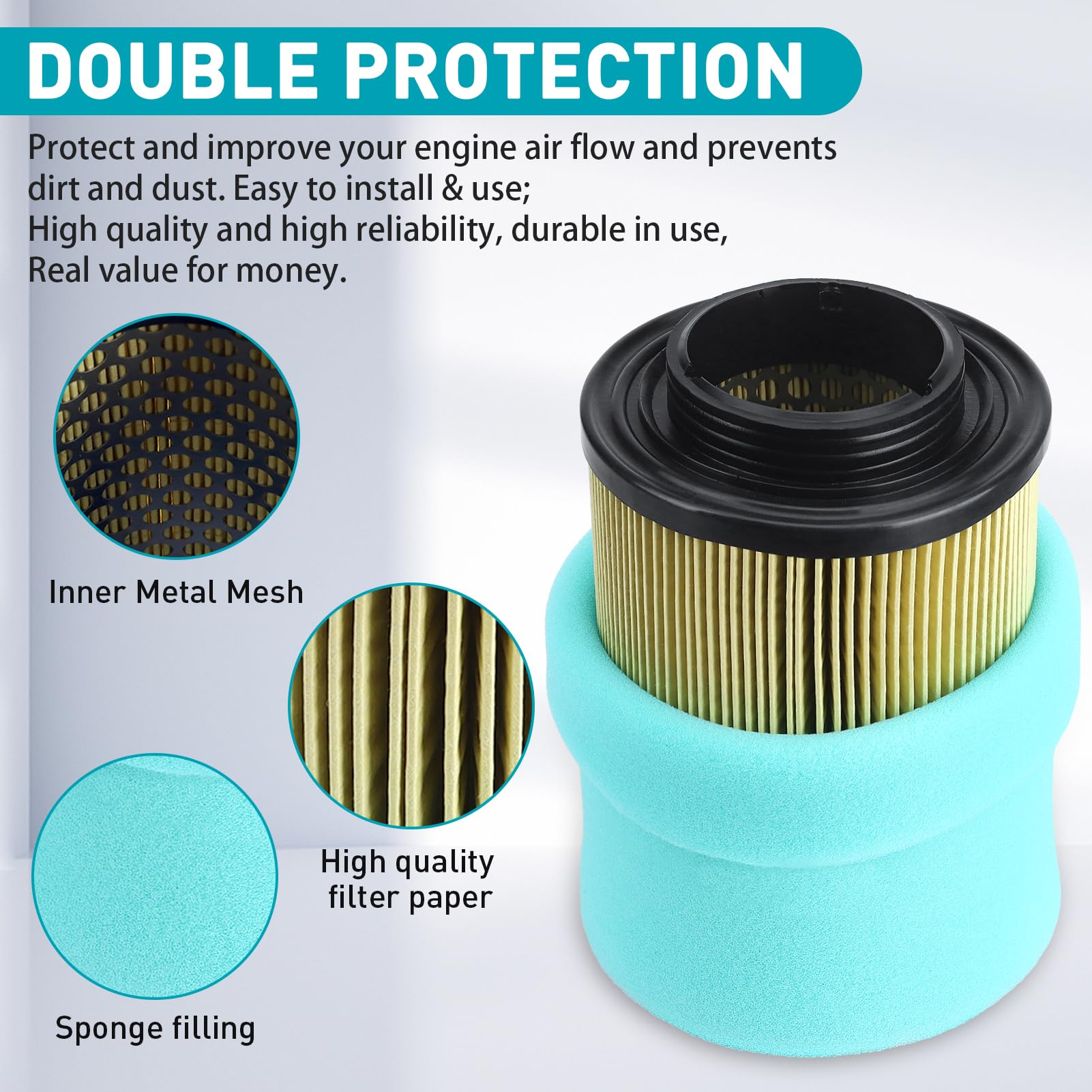 Air Filter 707800371 Replacement For Can-Am Outlander 450 500 650 800R 850 1000 1000R Renegade 500 570 800R 850 1000 1000R Atv 2