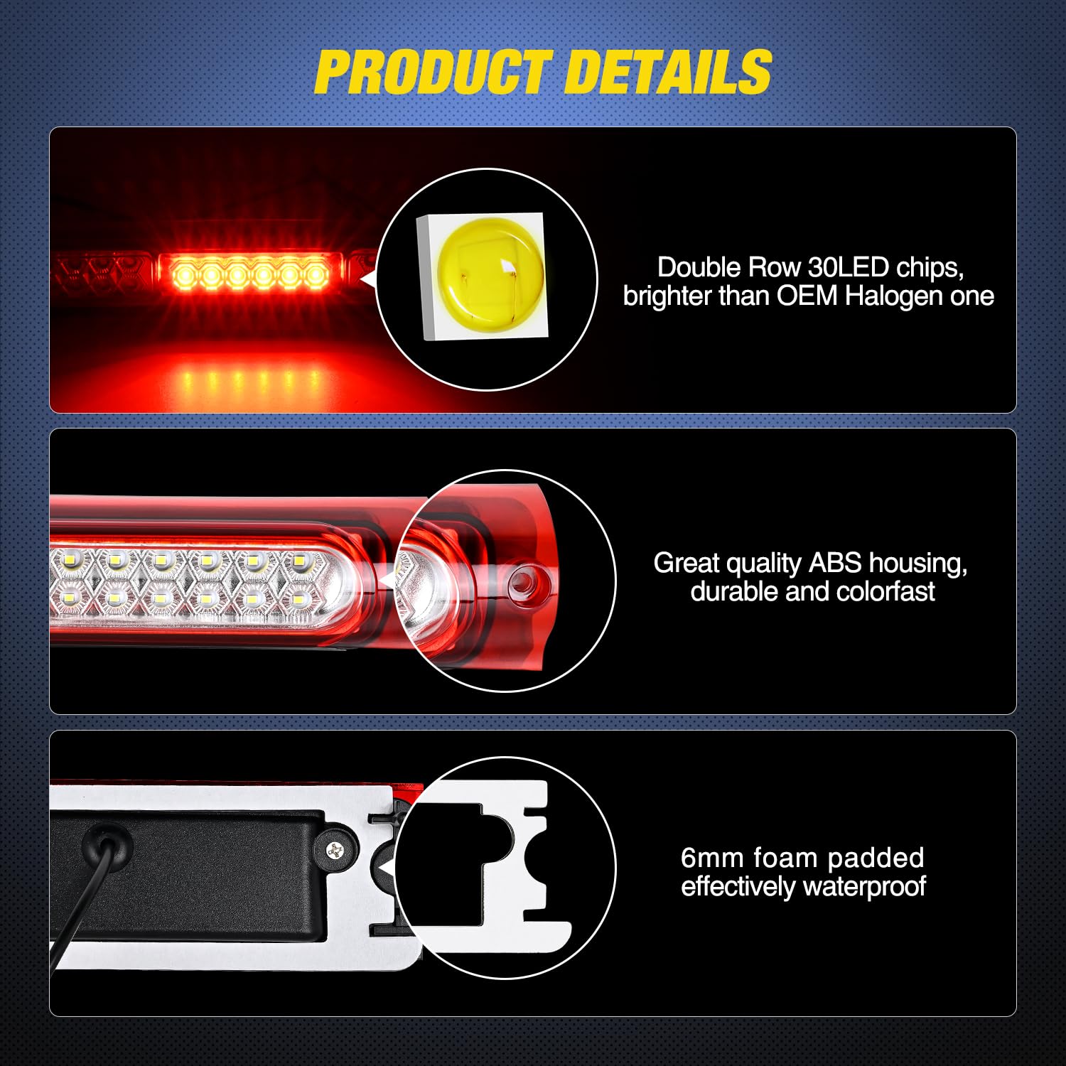 Nilight Third Brake Light for Ford F150 1997-2003, Red Lens, Model NA927, High Mount Cargo/Reverse Lamp