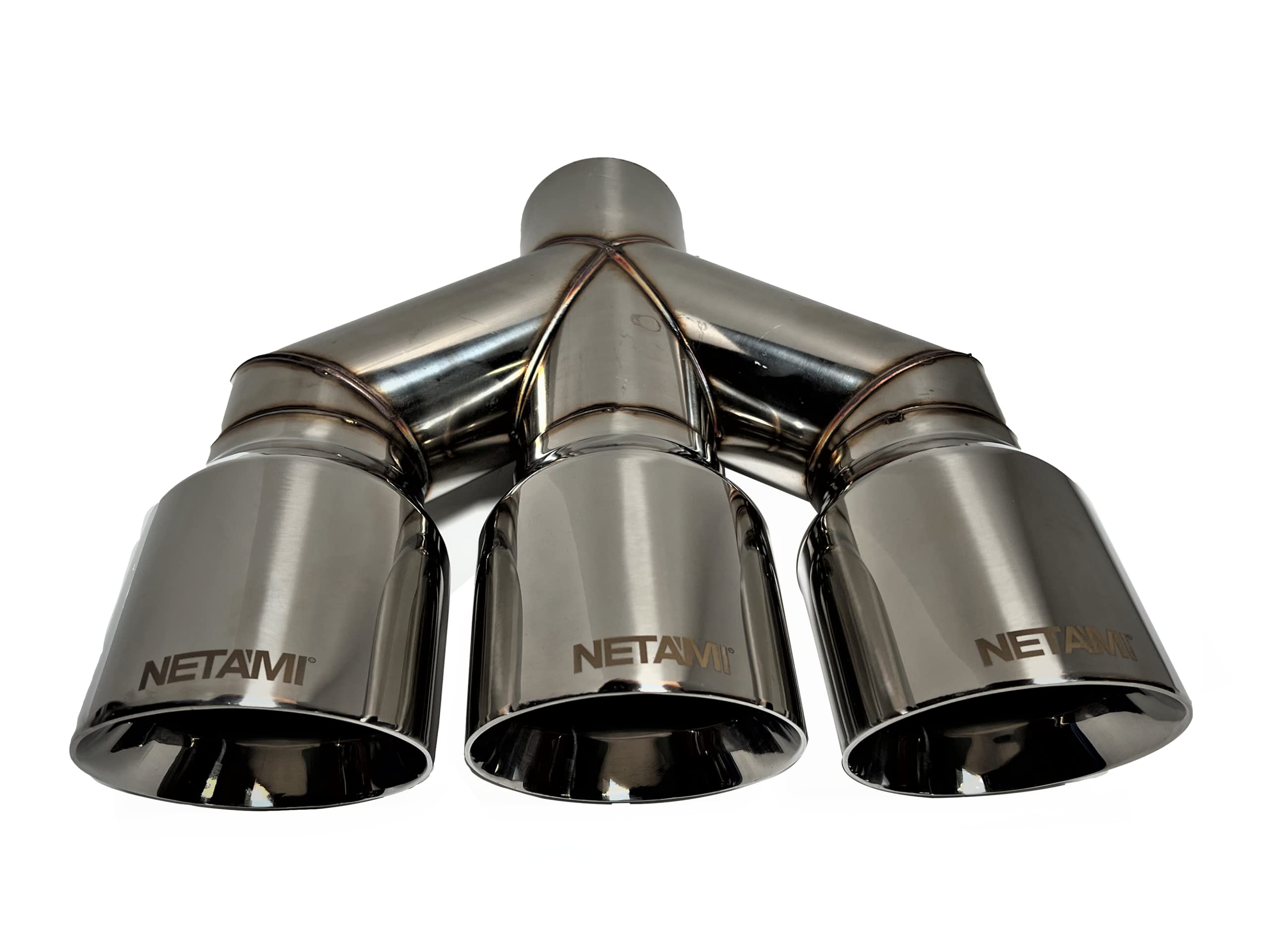 NETAMI Stainless Steel Exhaust Tip - 3" to 4" Triple Polished Dual Wall Chrome - Model NT-3340-3CP