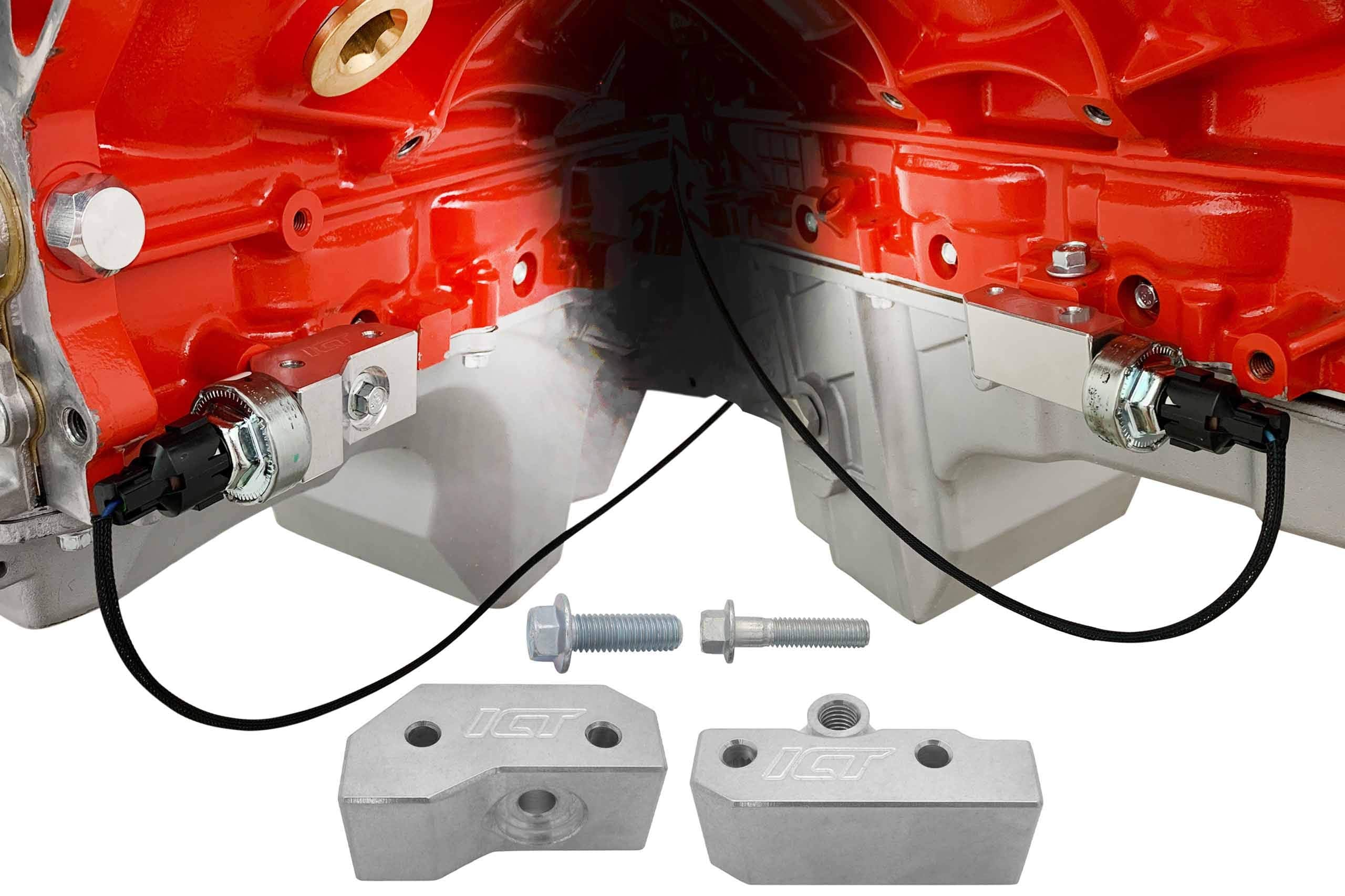 ICT Billet LS Gen III Knock Sensor Relocation Brackets Billet Aluminum Compatible with GM LS Gen 3 Engines LS1 LM7 LR4 LQ4 LS6 L