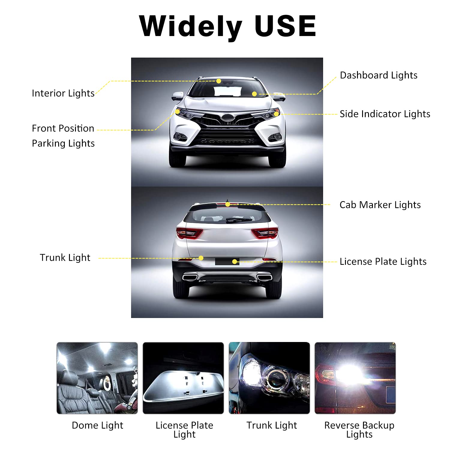 Acohuike T10 921 194 168 175 Led Bulbs White 20-Packs, Super Bright 3014 42-Smd Led Replacement 12 Volt Rv Camper Trailer Boat Trunk Interior Dome Map License Lights, Backup Reverse Lights