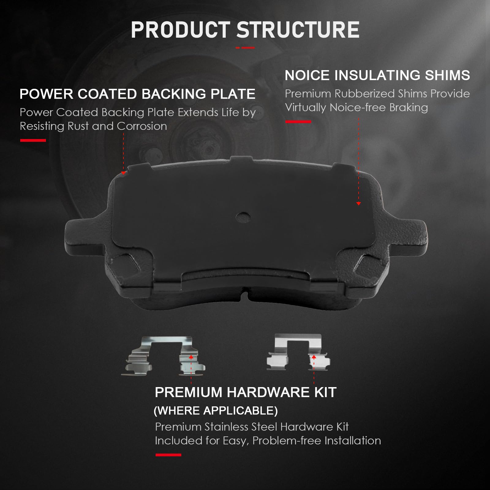 Cciyu D1160 D1033 Front & Rear Ceramic Brake Pads Set Fit For Chevy Cobalt,Hhr,For Malibu,07-08 For Pontiac G5,05-10 For Pontiac