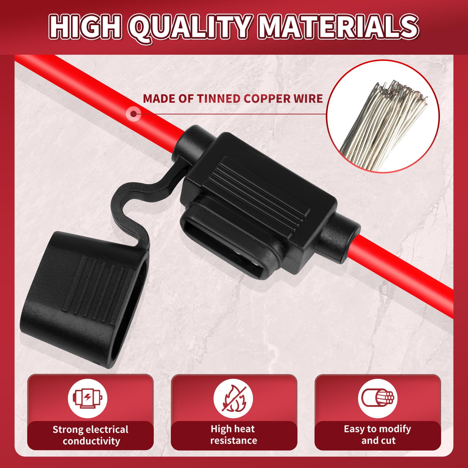 XIOGZAXI Inline Fuse Holder 12V, 2 Pack 12 AWG Waterproof, 13.8 Inch with 2 Standard 30A Blade Fuses for Automotive & Marine