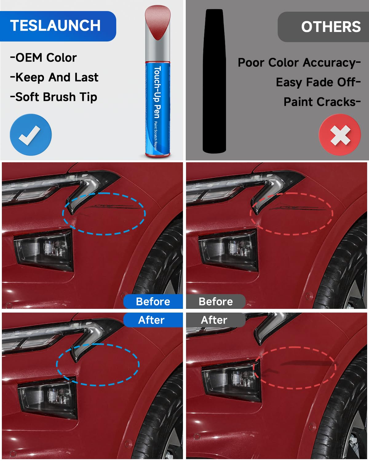 RSACET Touch Up Paint - RR Ruby Red Metallic Tricoat, 0.41 Fl Oz, Compatible with Ford C-Max/Edge/E, Exact Match Car Scratch Repair