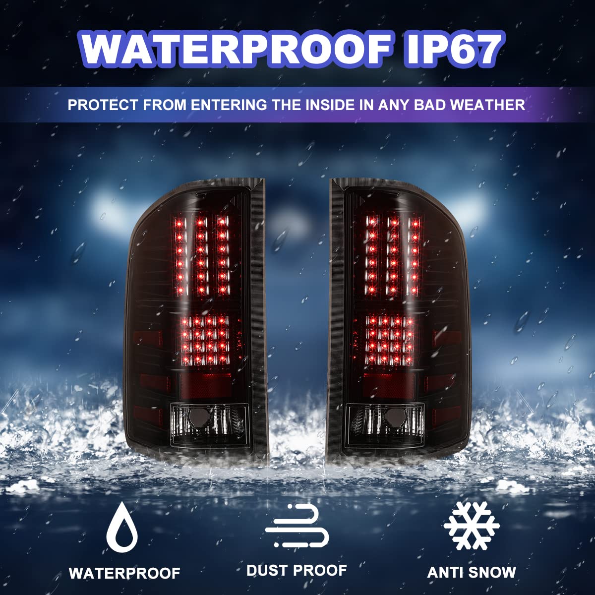 Nixon Offroad Led Taillight For 2008-2013 Chevy Silverado 1500 Tail Light Assembly For 2008-2014 Chevy Silverado 2500 3500, 2007 Silverado 1500/2500/3500 New Body (Clear Lens)