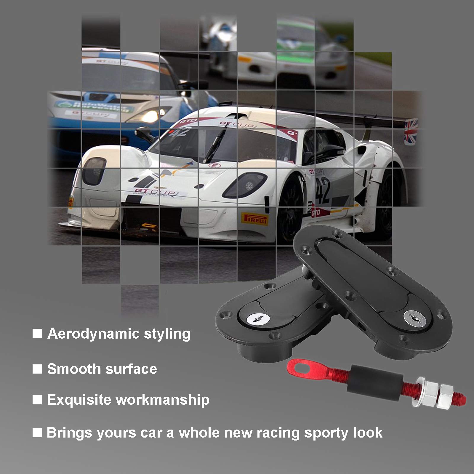 Tioit Coeme Flush Hood Latch And Pin Kit - Black