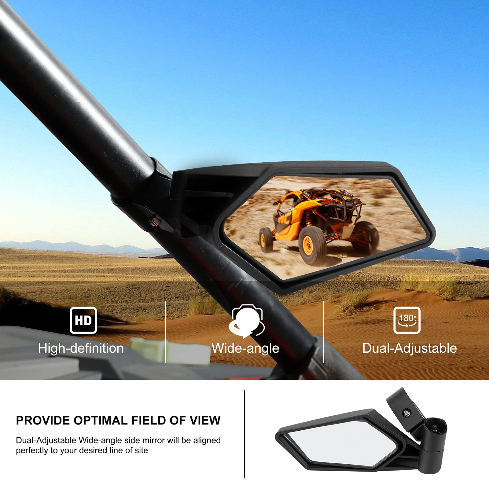 KIWI MASTER Rear View Center Mirrors Compatible for 2019-2024 Honda Talon 1000R 1000X 1000X4 1000R4 Accessories Rearview Racing
