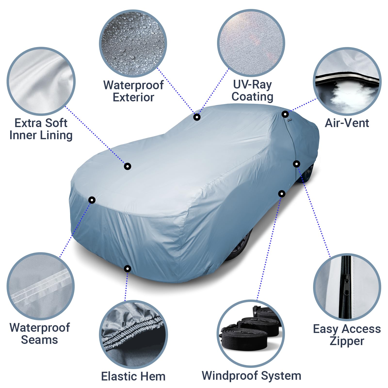 Icarcover Custom Car Cover For Oldsmobile Cutlass 2-Door, 4-Door, Waterproof All-Weather Rain Snow Uv Sun Protector Full Exterio