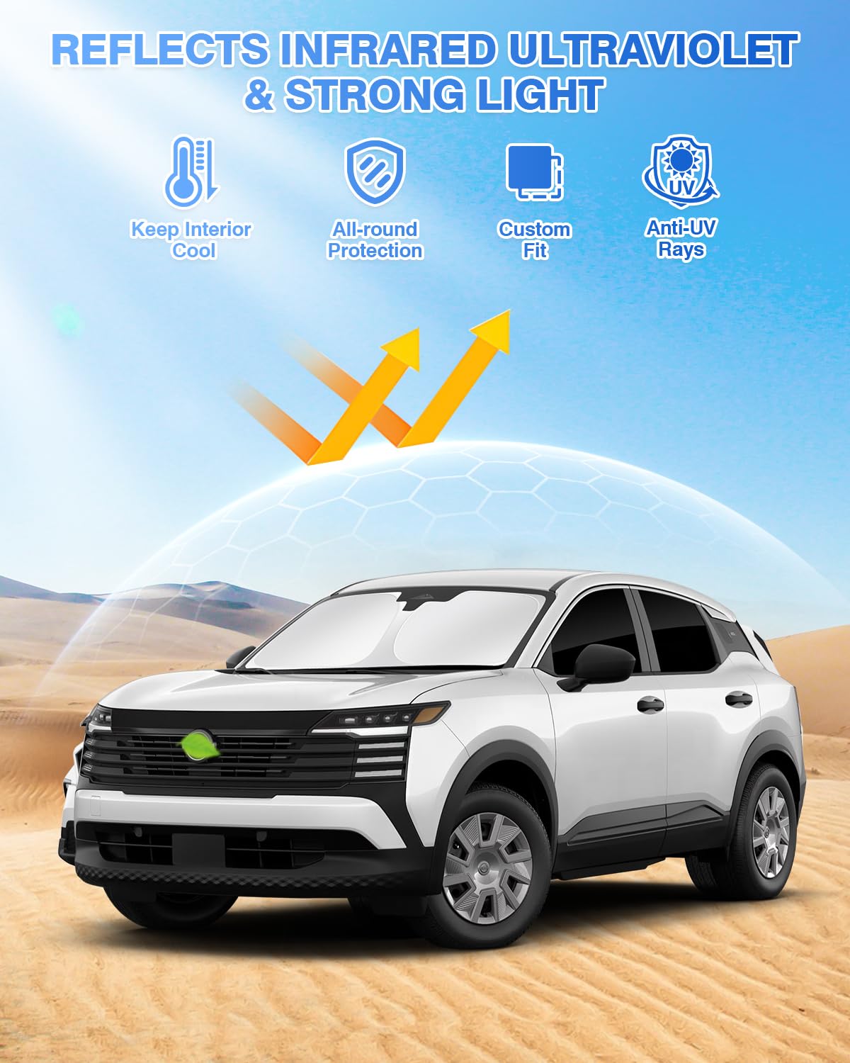 Canvcle Windshield Sun Shade for 2025 Nissan Kicks - Black 7PCS Side & Rear Window Cover for Privacy Protection & Cooling