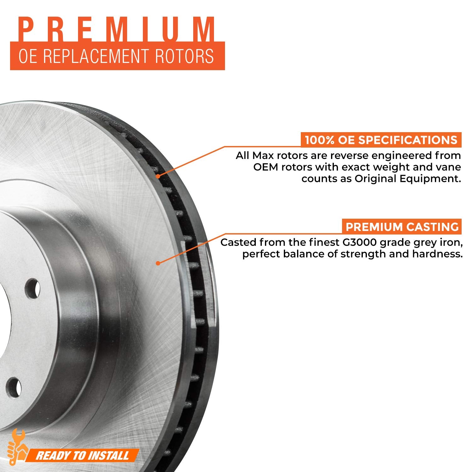 [Front + Rear] Max Brakes Premium Oe Rotors With Carbon Ceramic Pads Kt052943-8