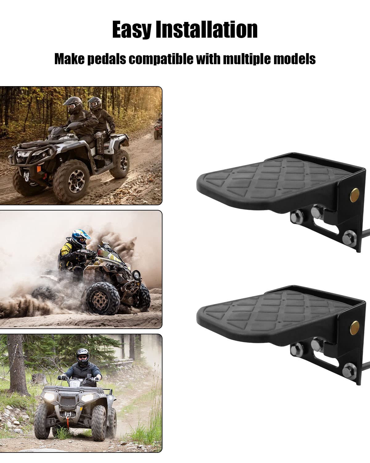 EMIHO ATV Foot Rests for 4 Wheeler - Black Rubber Passenger Foot Pegs, Universal Fit for Polaris Sportsman, Honda Rancher, Foldable Design