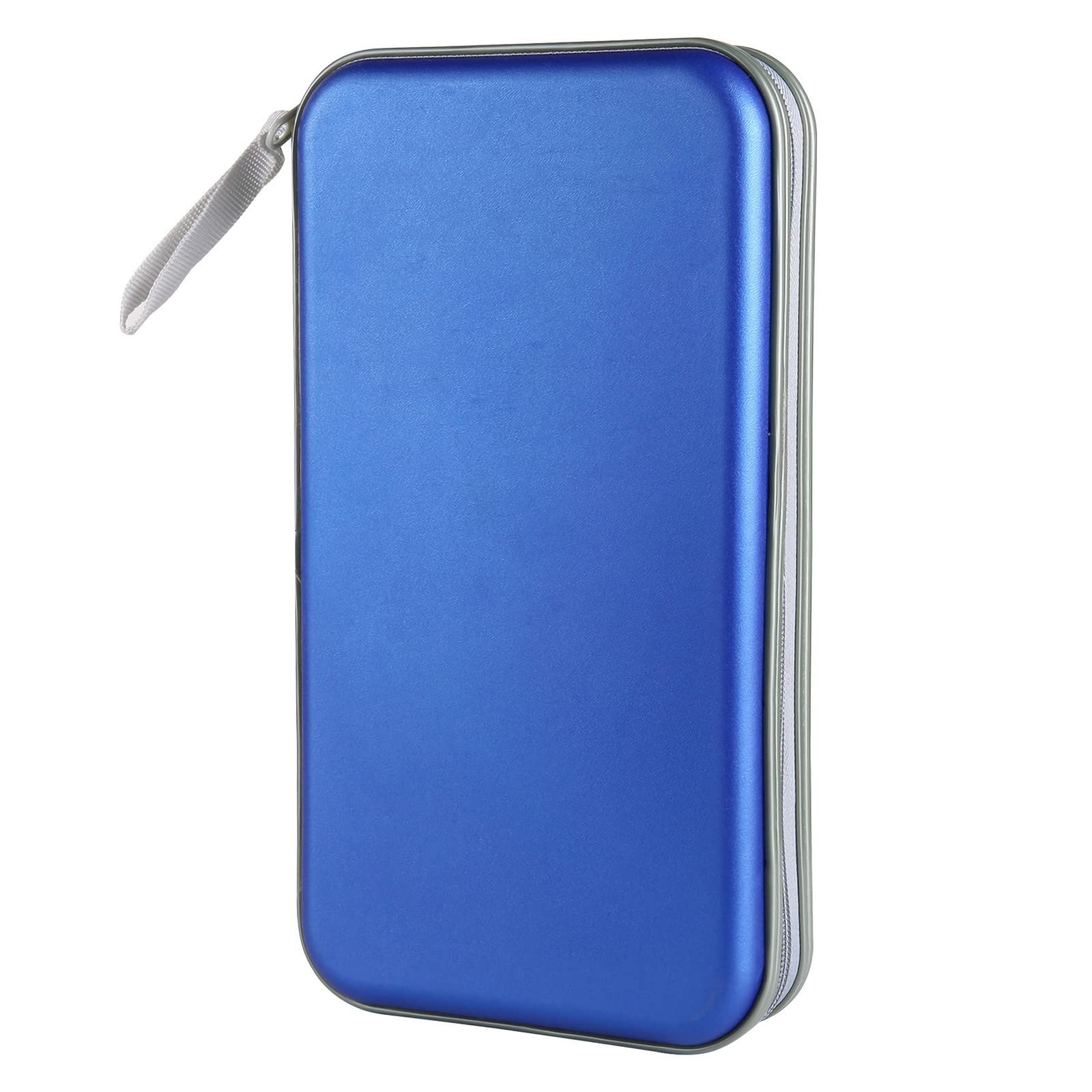 Siveit Cd Case, Dvd Case Holder 96 Capacity Hard Plastic Cd Dvd Disc Cases Storage Binder Wallet For Car Home Office Travel (Blu