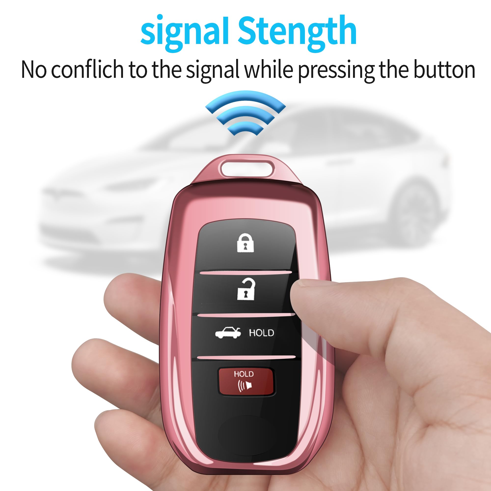 Autophone Key Shell Case for Toyota Key Fob, TPU, Pink, Compatible with 2025 Camry, 2021-2025 Venza, RAV4 Prime, Sienna, and