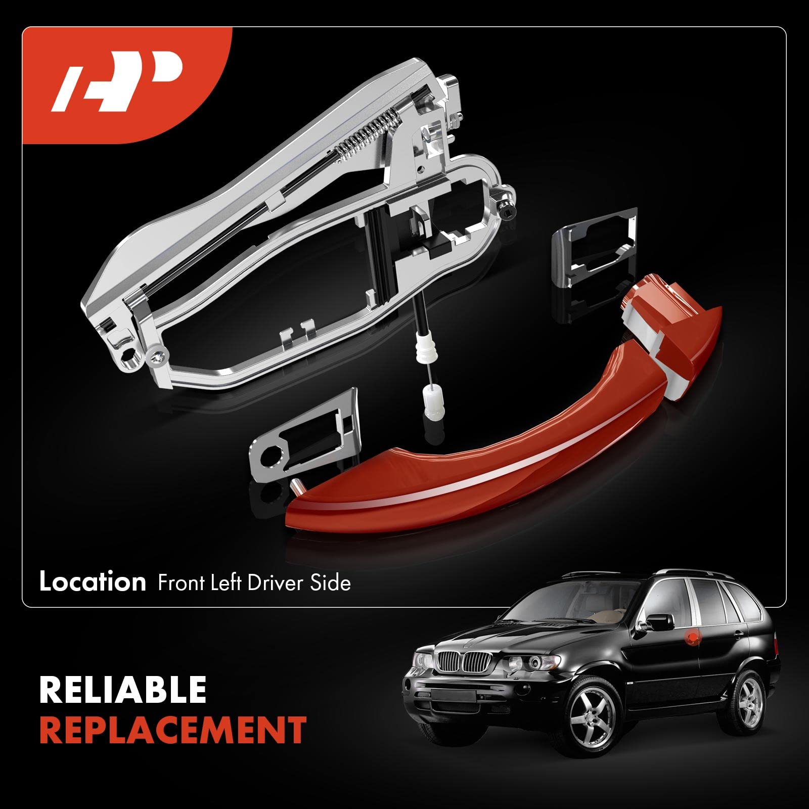 A-Premium Outside Door Handle Carrier Compatible With Bmw E53 X5 2000-2006, Front Right Passenger Side, Replace# 51218243616