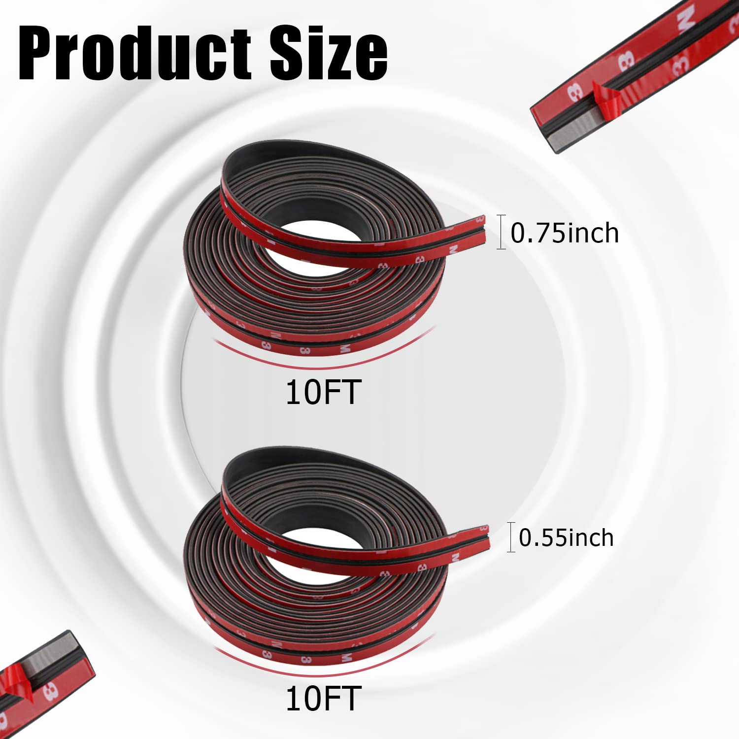 Pincuttee 2Pack Weather Stripping Seal Strip For Doors/Windows,Car Weather Stripping Adhesive,Sunroof Seal For Car/Truck/Suv Front Rear Windshield(20Ft,19Mm+14Mm)