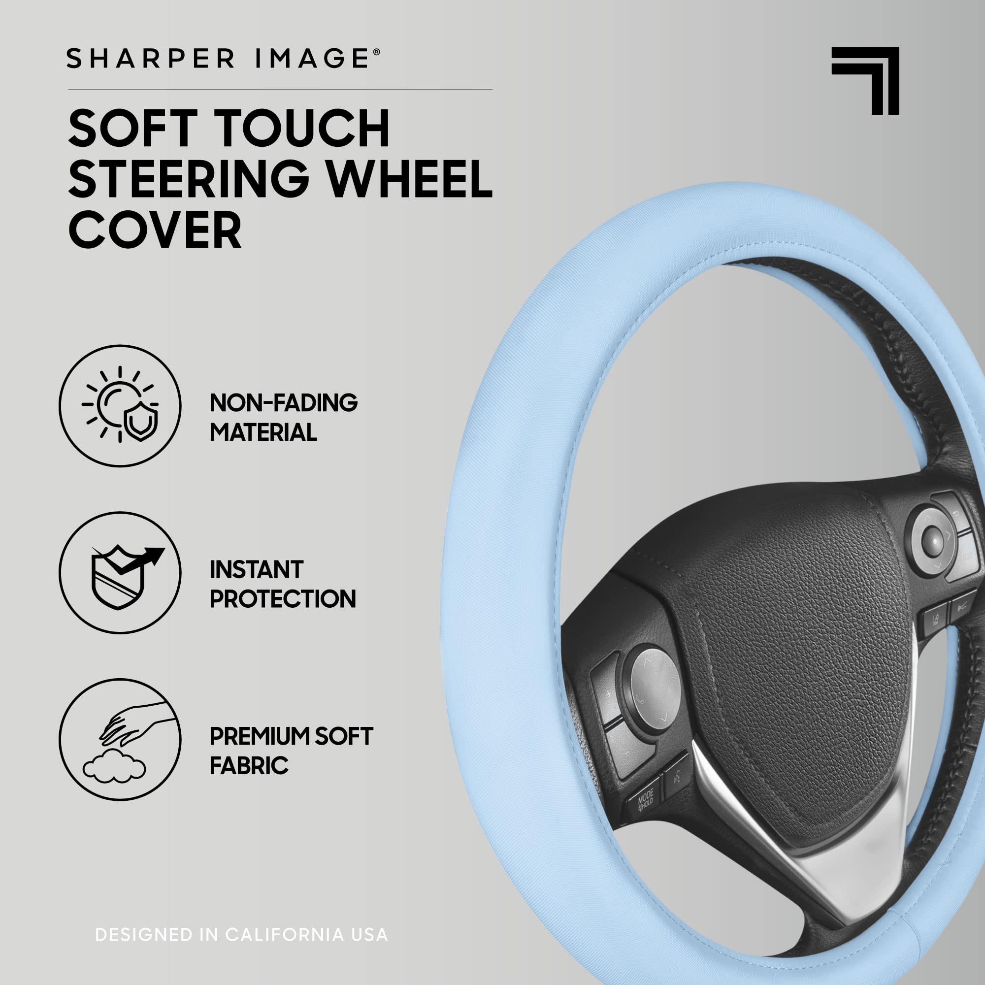 Bdk Ultra Soft Blue Steering Wheel Cover, Unisex Car Accessories Non-Slip Comfy Soft Grip Faux Leather Auto Steering Wheel Cover
