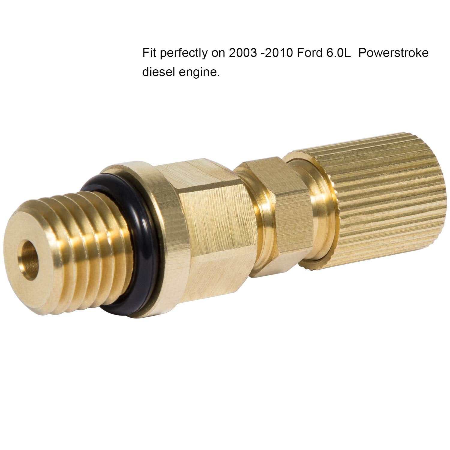E-Cowlboy 6.0L For Powerstroke Fuel Pressure Test Fitting Adapter For 2003-2010 Ford Diesel Engine(With Schrader Valve)