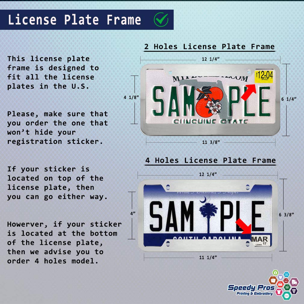 Speedy Pros Funny License Plate Frame Custom Personalized Text Zinc Cute Car Accessories License Plate Holder Black 2 Holes Set Of 2