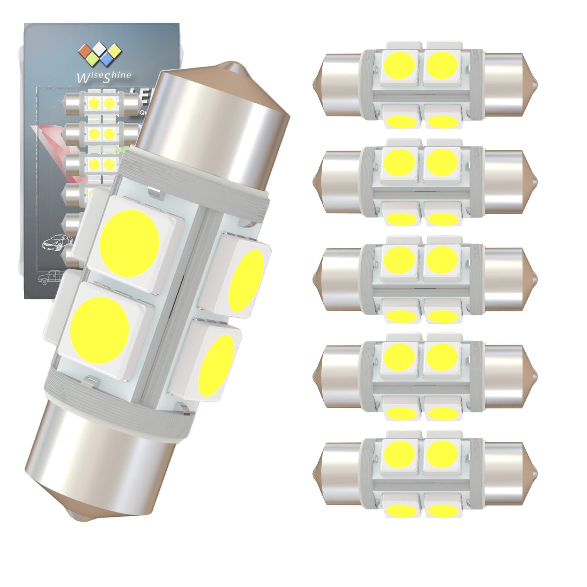 Wiseshine DC 24V 38mm 6418 6411 Festoon LED Bulb Extremely Super Bright 6000K White C5W Led Light Bulb for Truck Marine Boat Int
