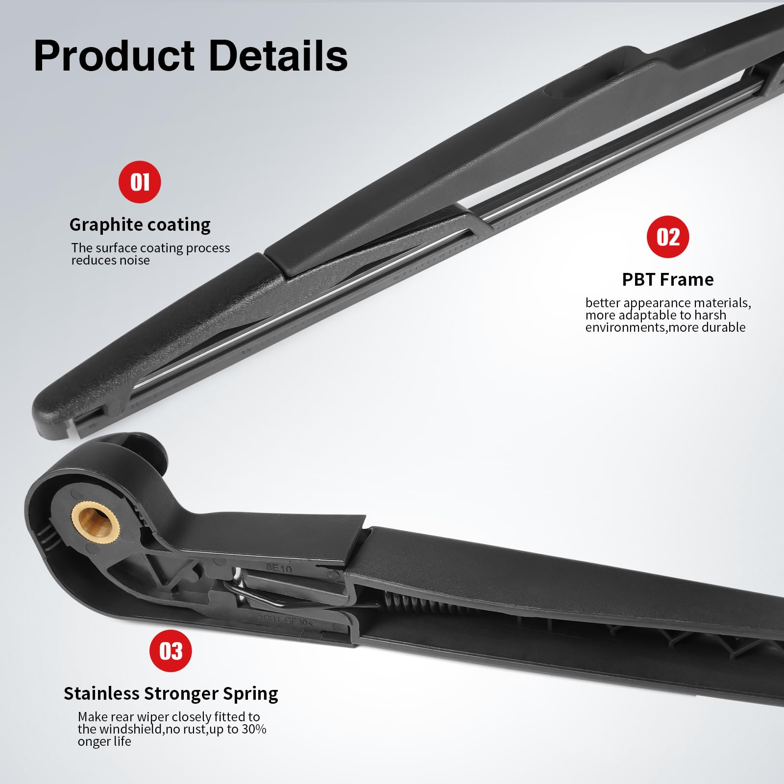 Otuayauto Rear Wiper Arm Blade Assembly - Replacement For Jeep Wrangler Jk 2007-2018 - Replacement For Oem 68002490Ab