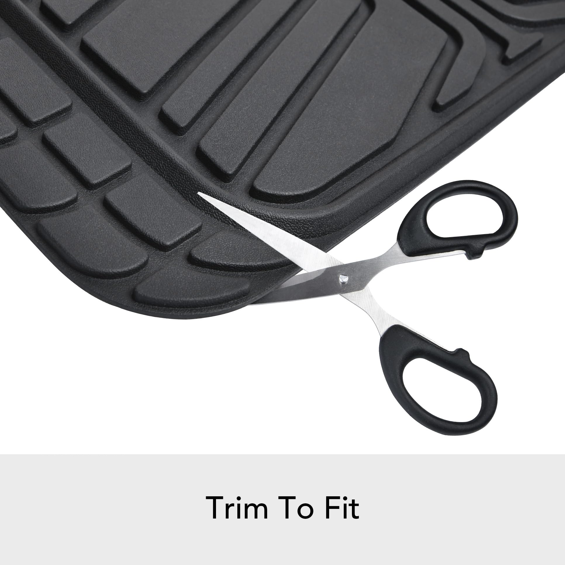 Amazon Basics 2-Piece Premium Rubber Floor Mat For Cars, Suvs And Trucks, All Weather Protection, Universal Trim To Fit,Black