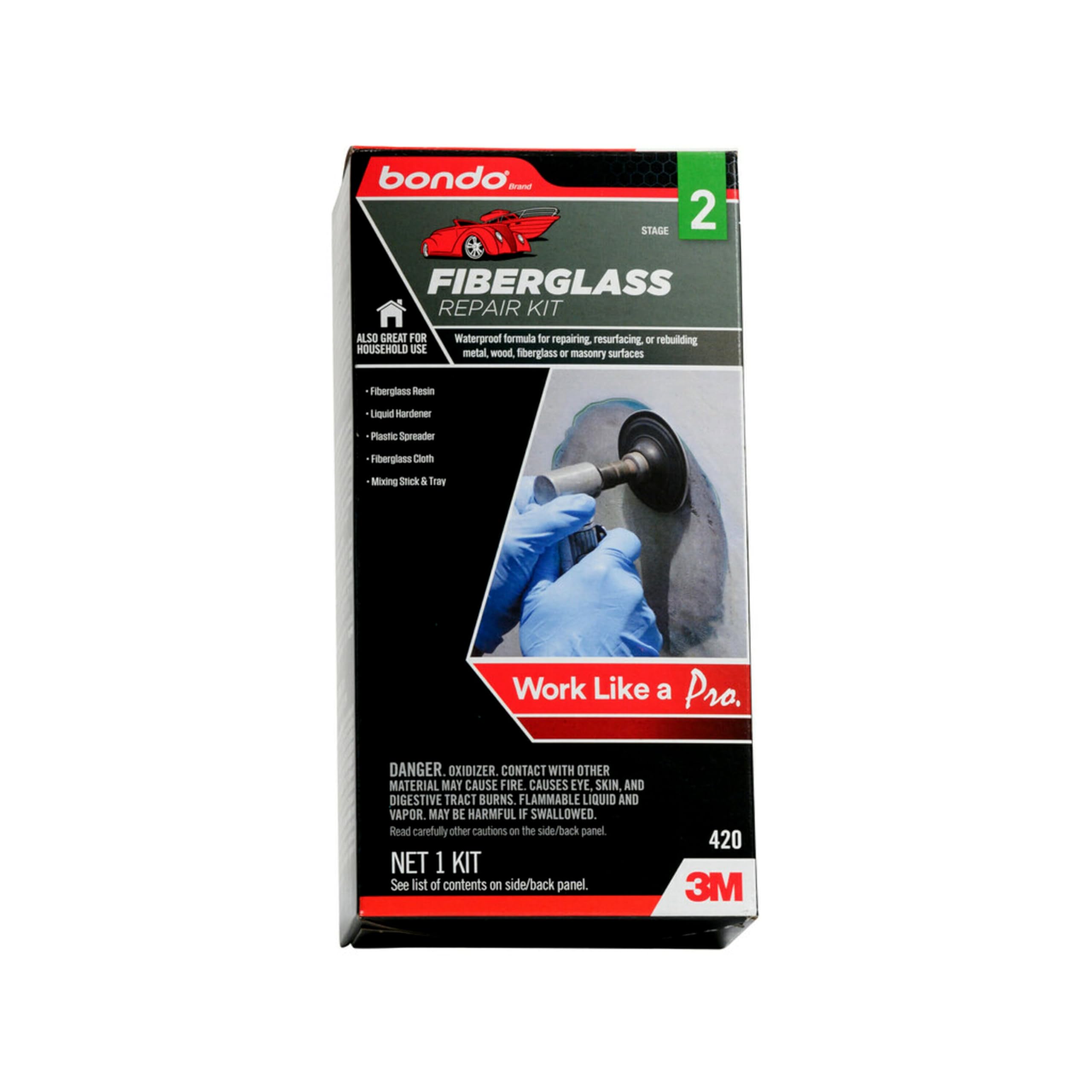Bondo Fiberglass Resin Repair Kit, 00420, 0.45 Pint