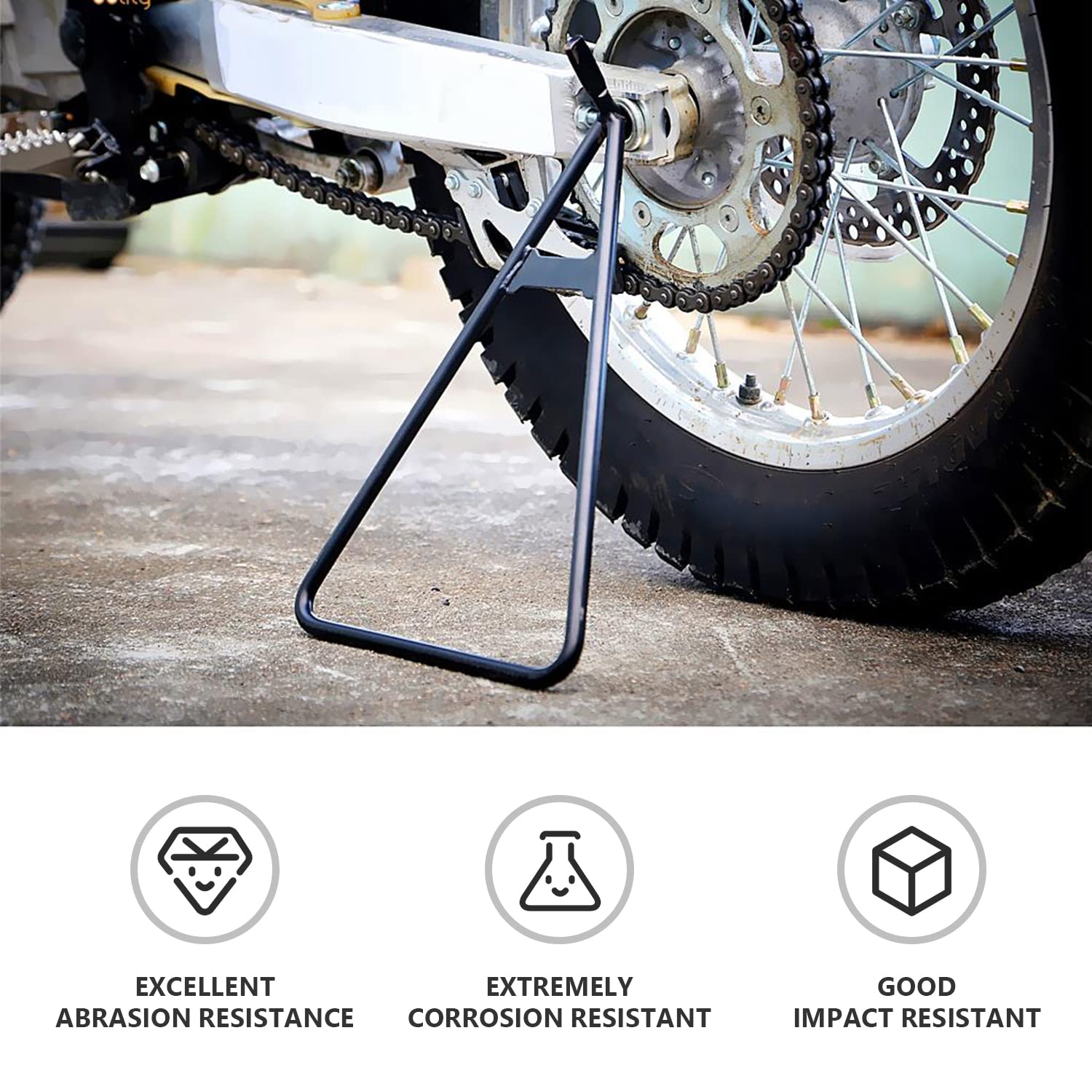AnXin Motorcycle Stand - Universal Dirt Bike Kickstand for 80-500cc Supermoto, Triangle Stand, Black, Model R11180080