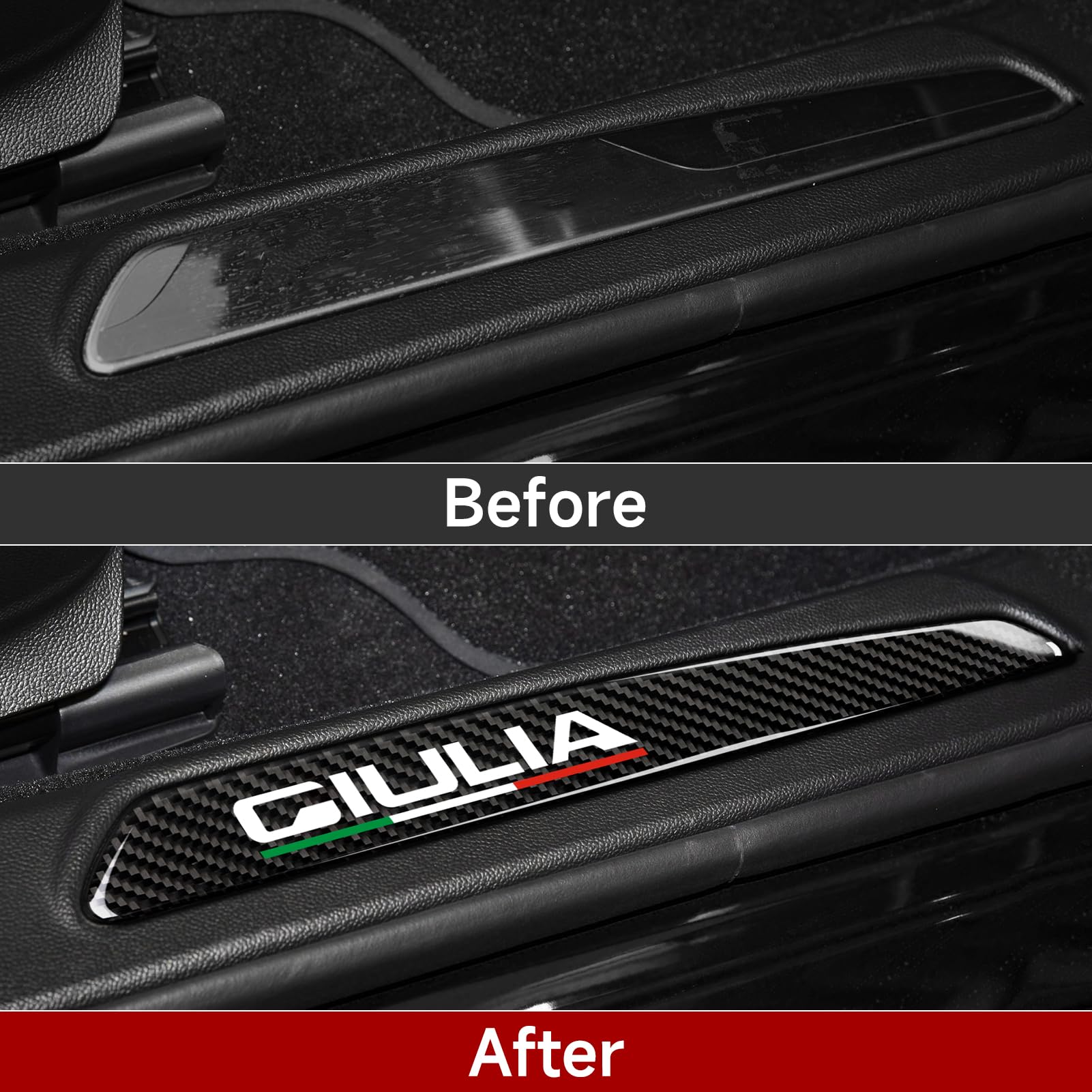 HENGYUESHANG 2PCS Carbon Fiber Door Entry Guard Stickers for Alfa Romeo Giulia 2016-2024, Black Trim Protection Decals