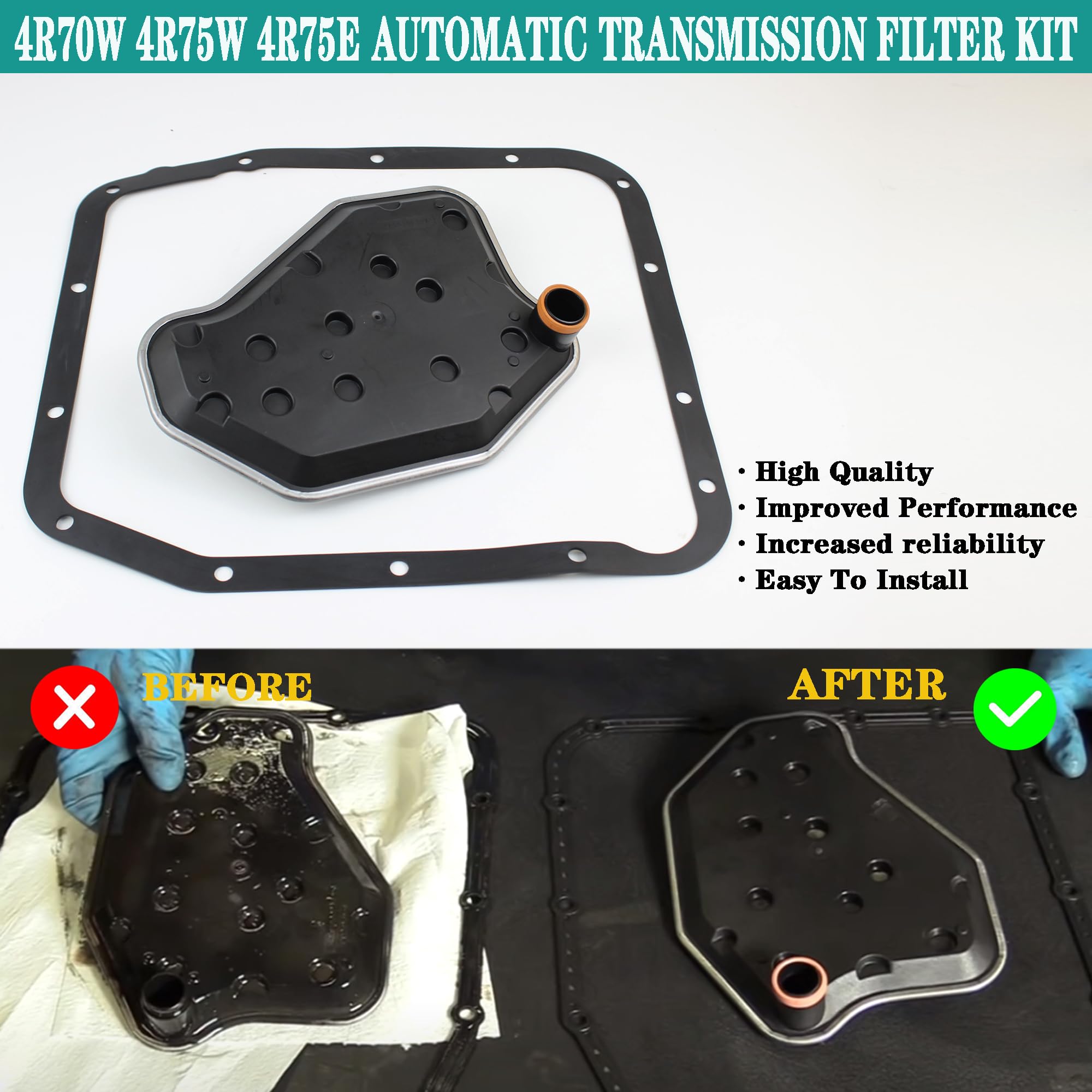 YzusGomumu 4R70W 4R75W 4R75E Automatic Transmission Filter Kit Compatible with 1994-2010 Ford F150 Expedition Mus-tang Crown Vic