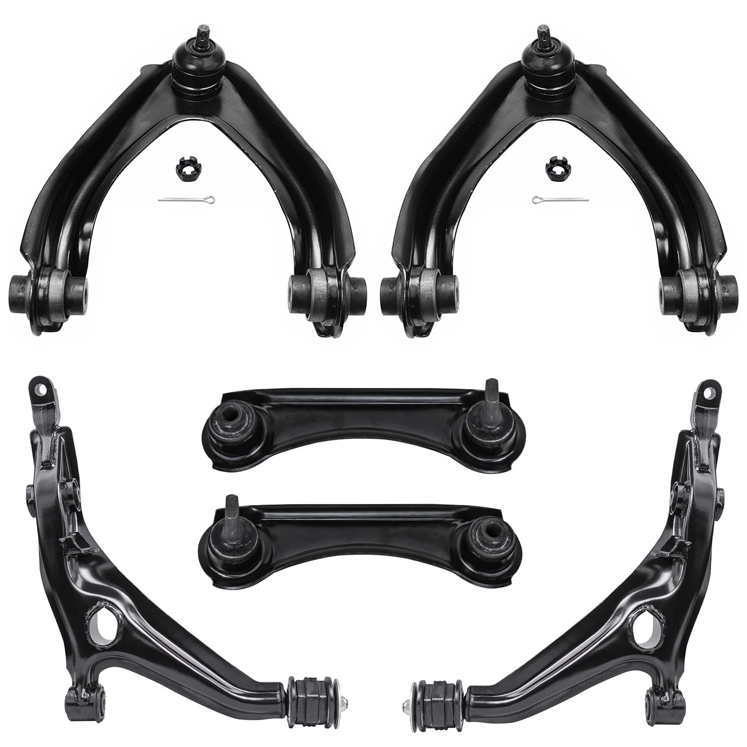 Detroit Axle - 6PC Front Upper and Lower Control Arms and Rear Control Arms Replacement for 1997 1998 1999 2000 2001 Honda CR-V