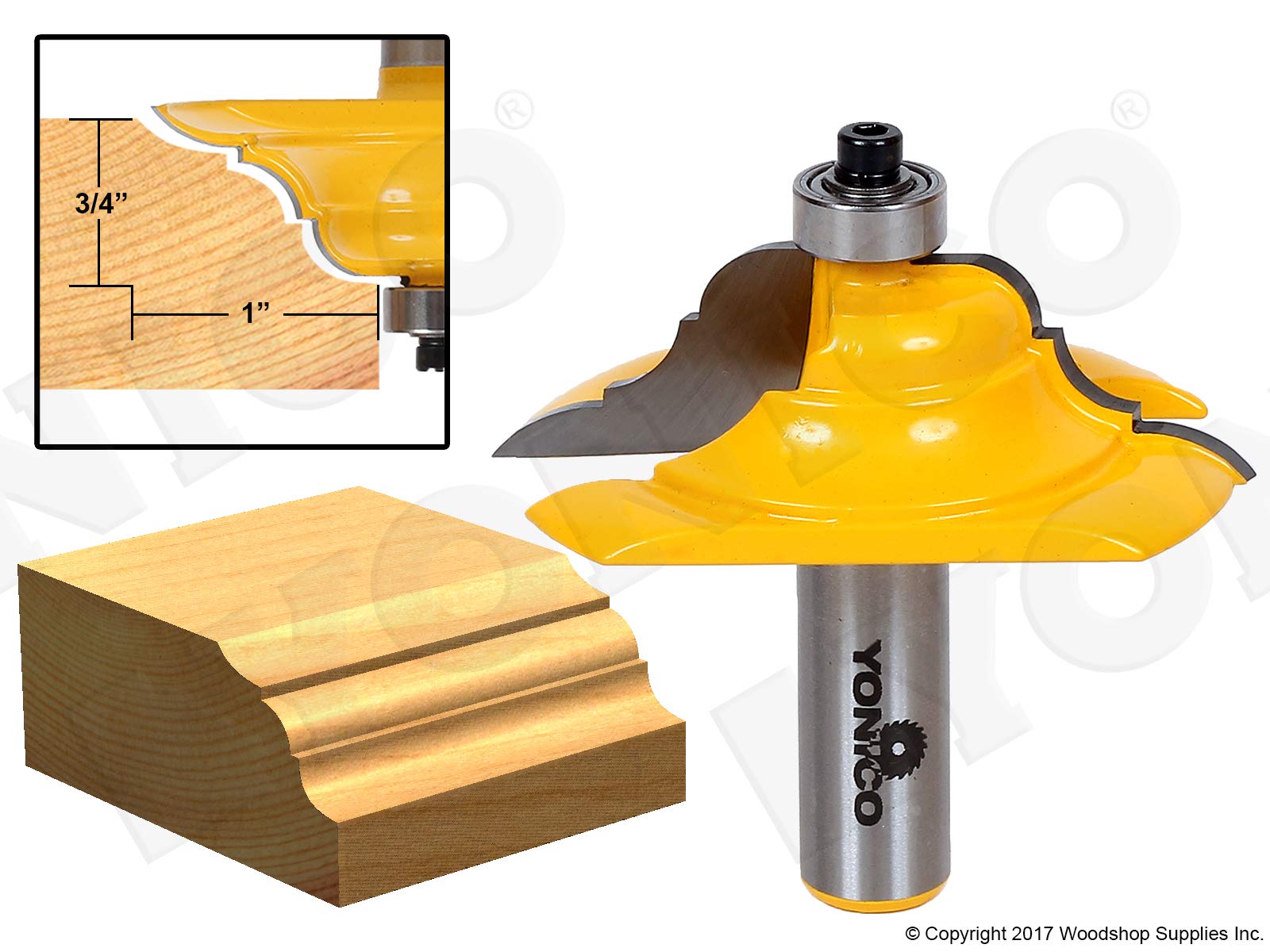 Yonico Table Edge And Handrail Router Bits 2-1/2-Inch Diameter French Baroque 1/2-Inch Shank 13133
