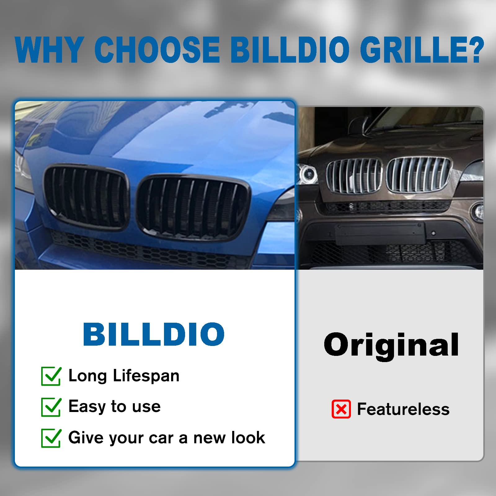 BILLDIO Front Grille For 2007-2014 BMW X5 E70 X6 E71