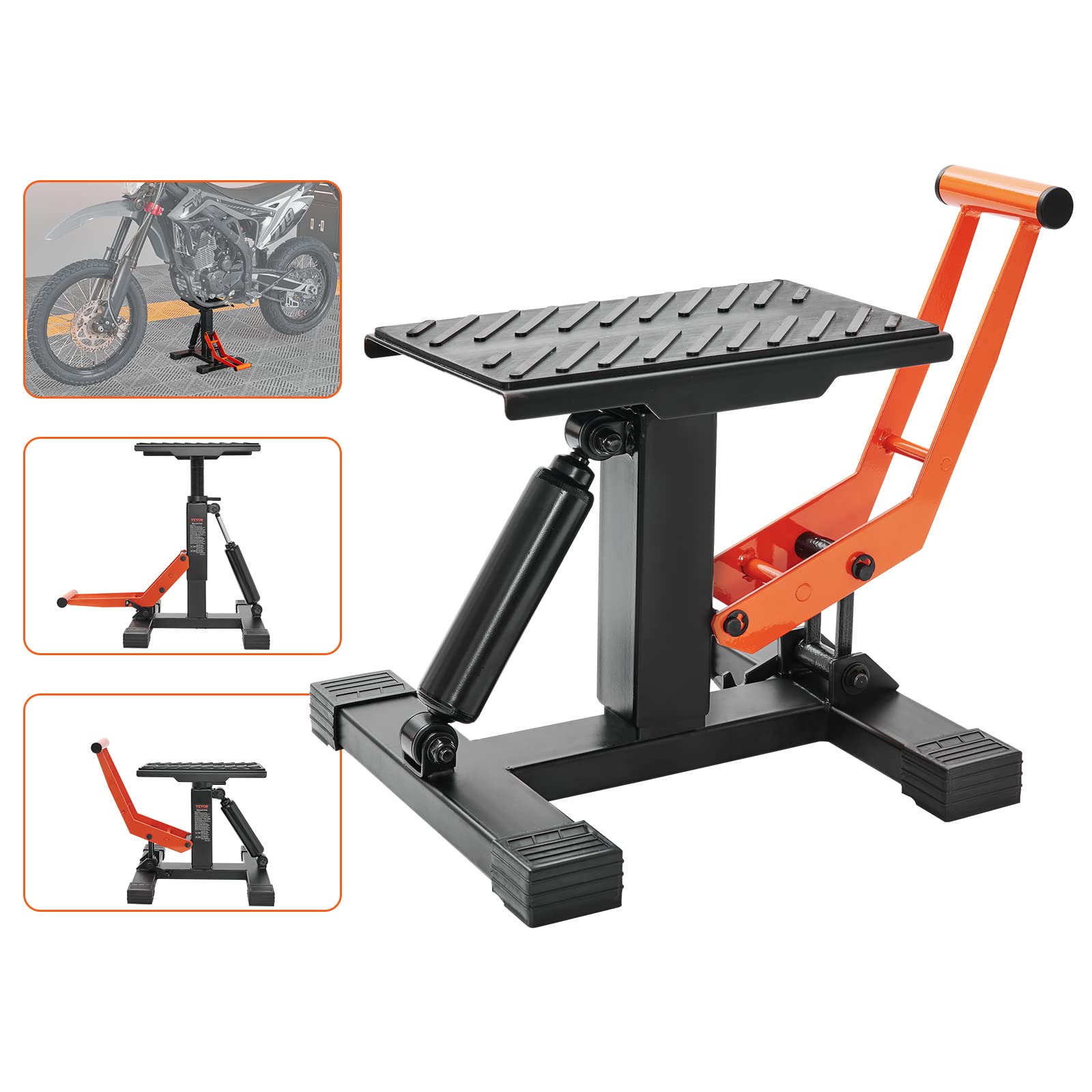VEVOR Dirt Bike Lift Stand, Motorcycle Jack Lift Stand 440 lbs Capacity and Hydraulic Lift Operation, Adjustable Height Hoist Ta