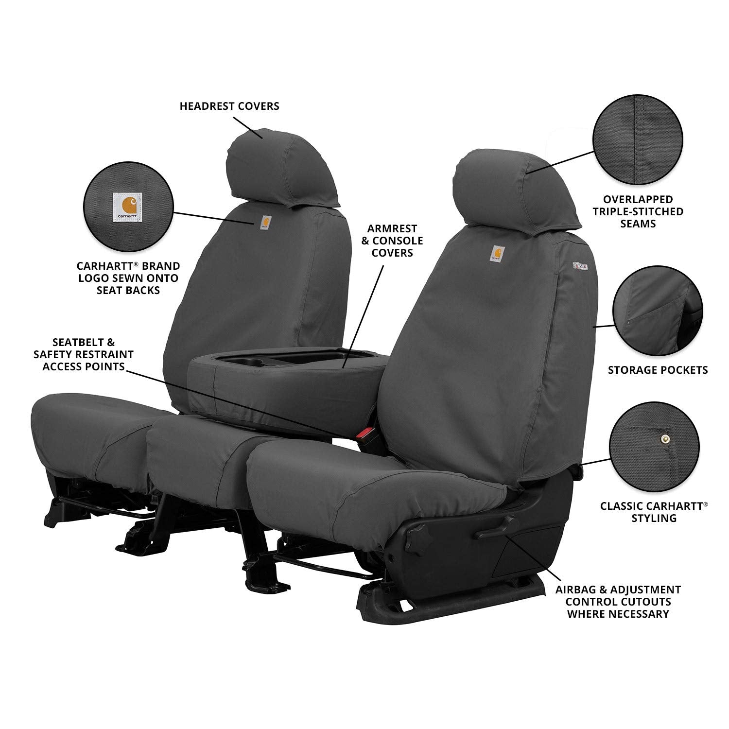 Covercraft Carhartt Seatsaver Custom Seat Covers | Fits 2004-2008 Ford F-150 Extended Cab & Regular Cab | 1St Row 40/20/40 Bench