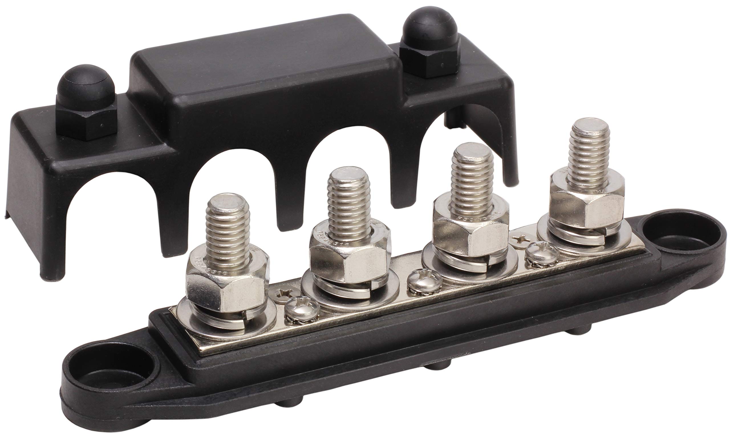 Fastronix 3/8'' 4 Stud Stainless Steel Ground Distribution Block With Cover