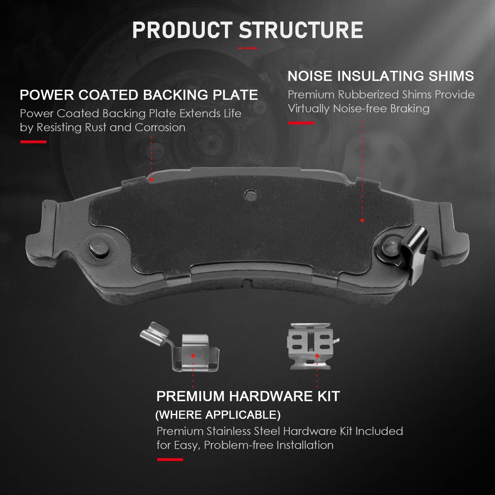 Cciyu D726 D729 Front & Rear Ceramic Brake Pads Kits 97-05 For Chevrolet Blazer,98-04 For Chevrolet S10,97-05 For Gmc Jimmy,98-0