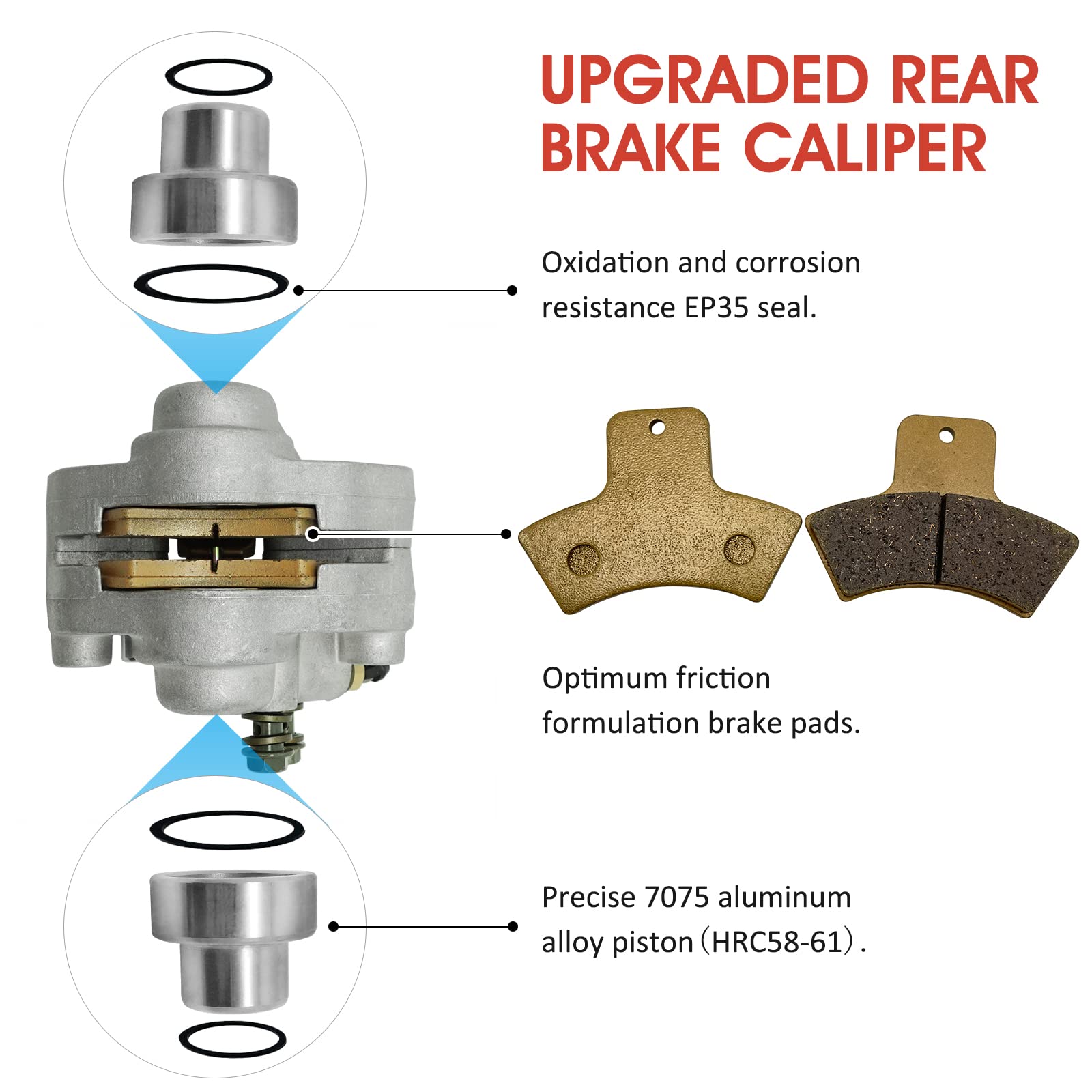 M Mati Rear Brake Caliper Assembly For Polaris Magnum 325 500 Scrambler 400 500 Trail Blazer 250 400 Trail Boss 325 330 Xpeditio