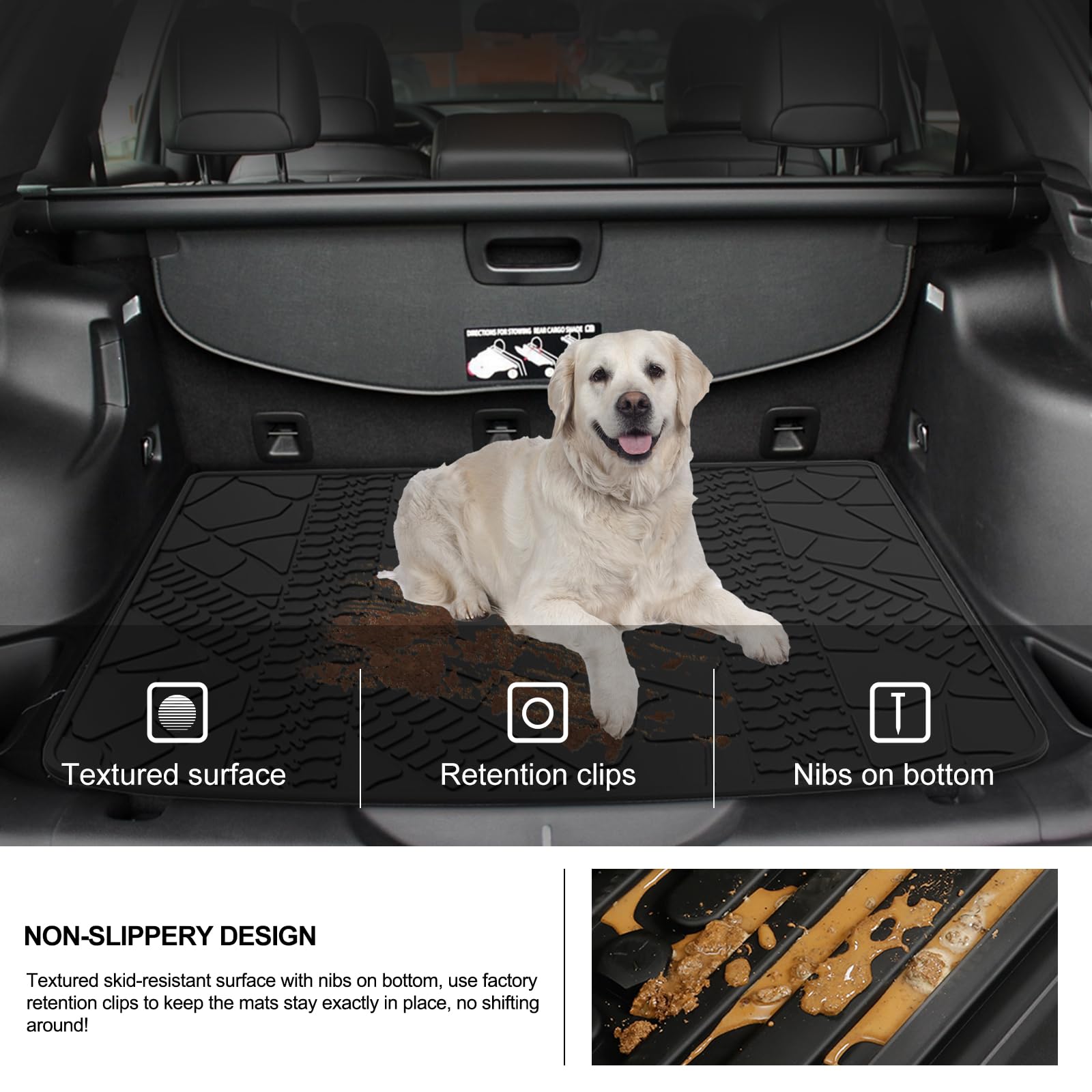 Kiwi Master Cargo Trunk Mat For 2014-2023 Jeep Cherokee All Weather Rear Cargo Tray Liner Black